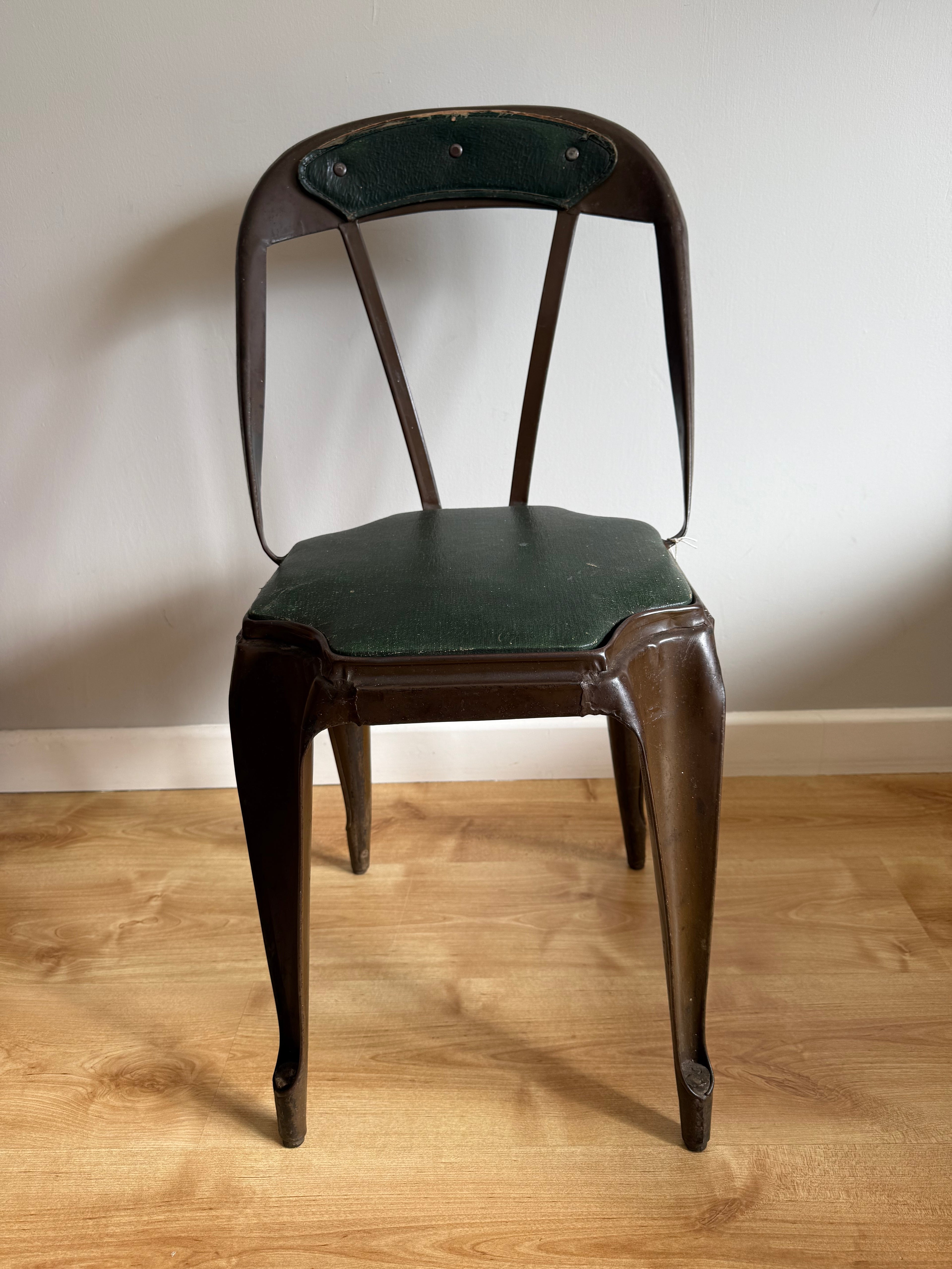 Pair of vintage 1930s Evertaut metal stacking chairs