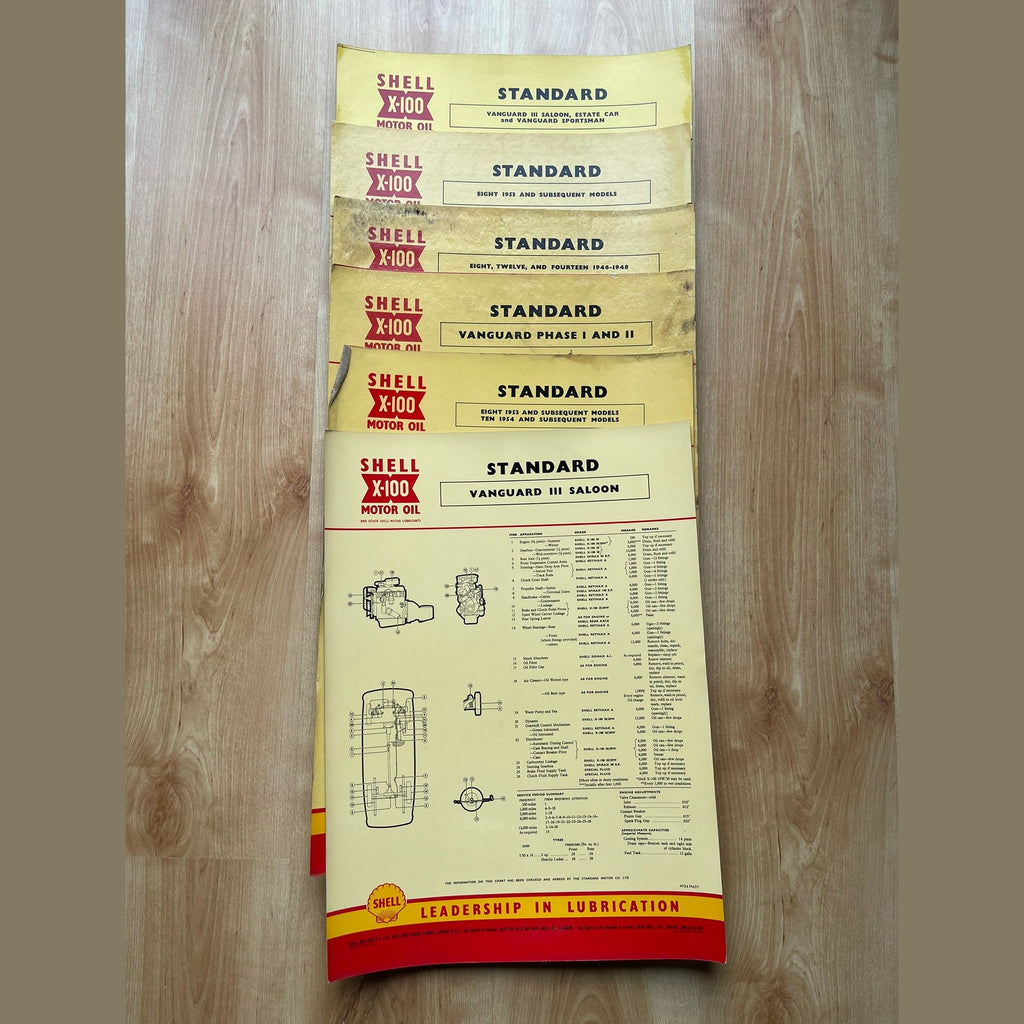 Vintage Shell X-100 Standard Lubrication charts X6