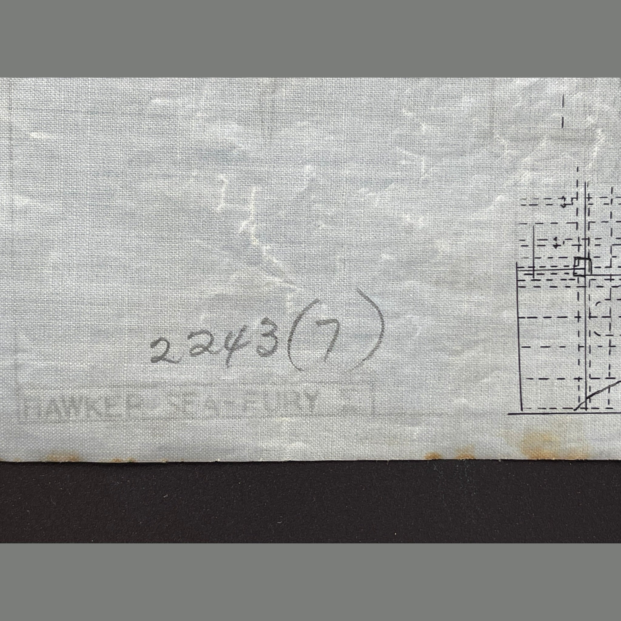 Framed drawing of a WW2 De Havilland Vampire mk2