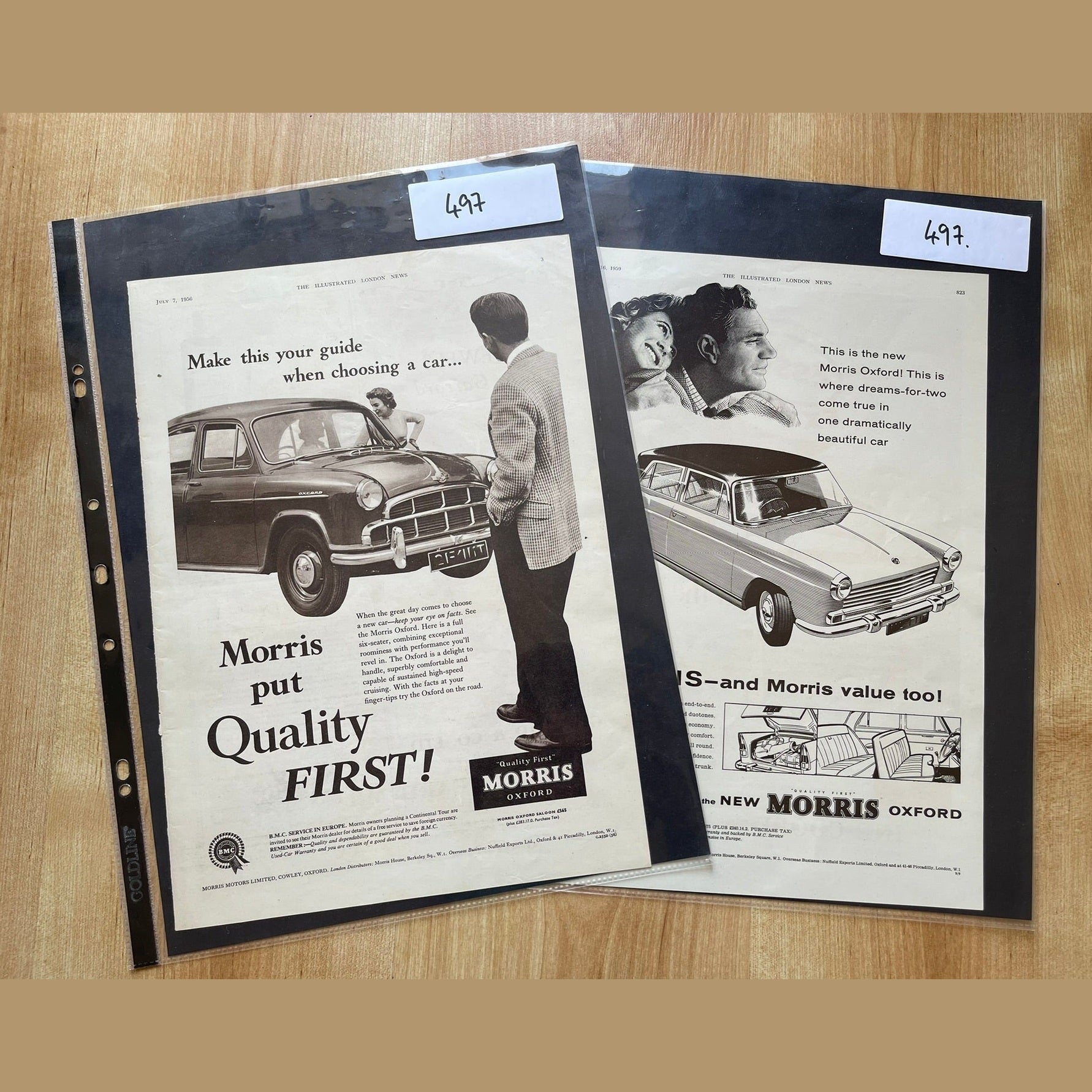Collection vintage car ads Morris and Wolseley