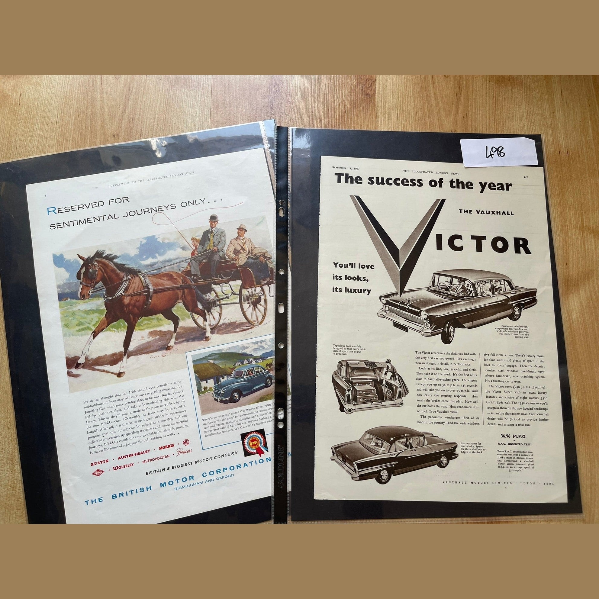 Collection vintage car ads Hunter, Vauxhall and BMC