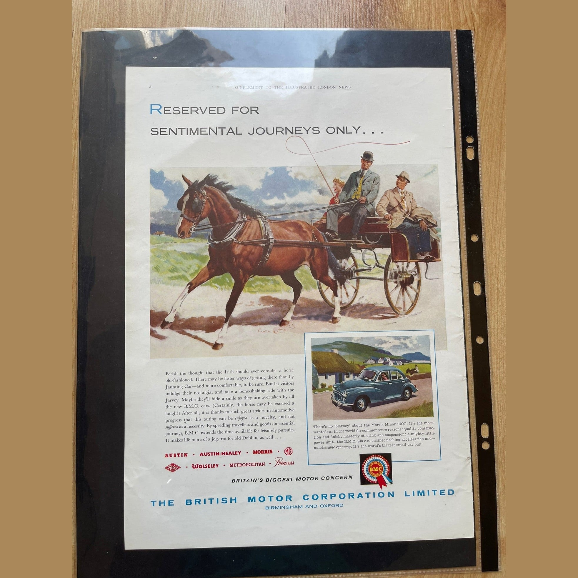 Collection vintage car ads Hunter, Vauxhall and BMC