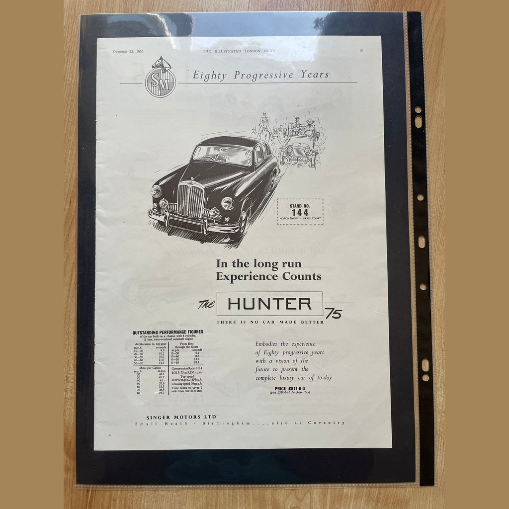 Collection vintage car ads Hunter, Vauxhall and BMC
