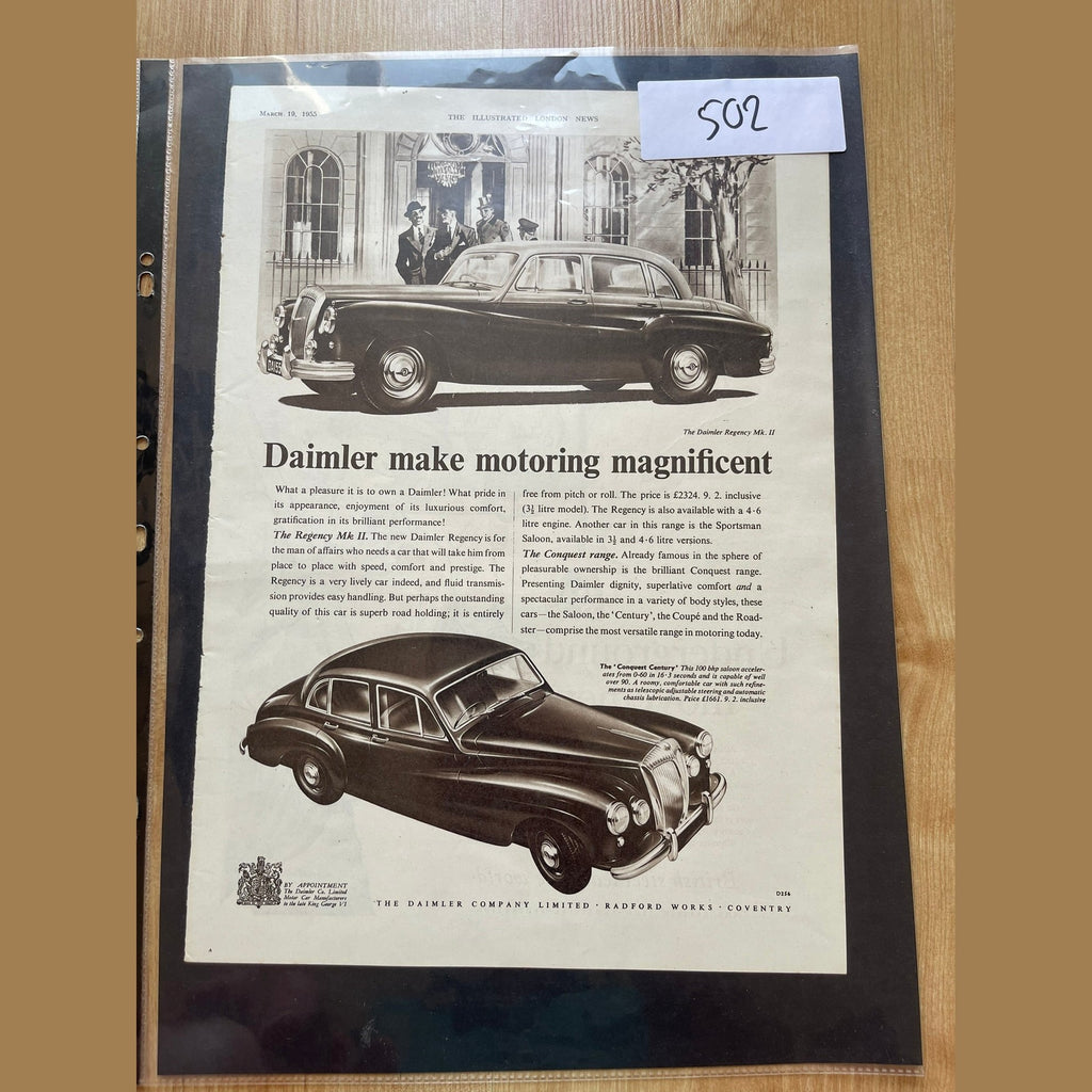 Collection vintage car ads for Daimler
