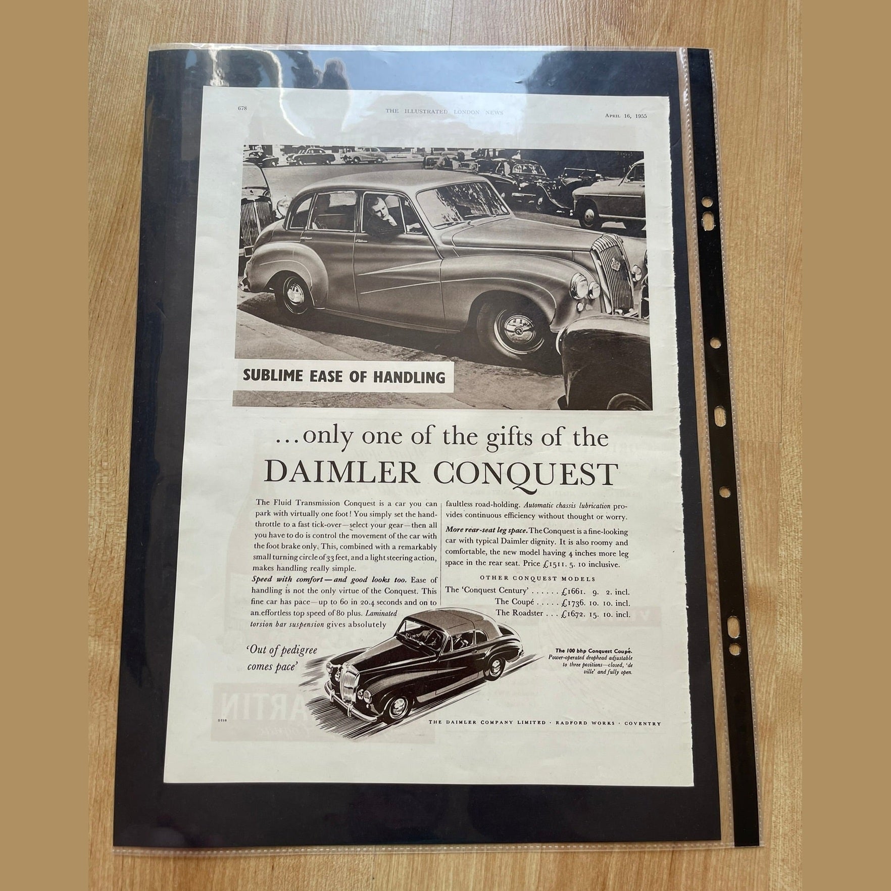 Collection vintage car ads for Daimler