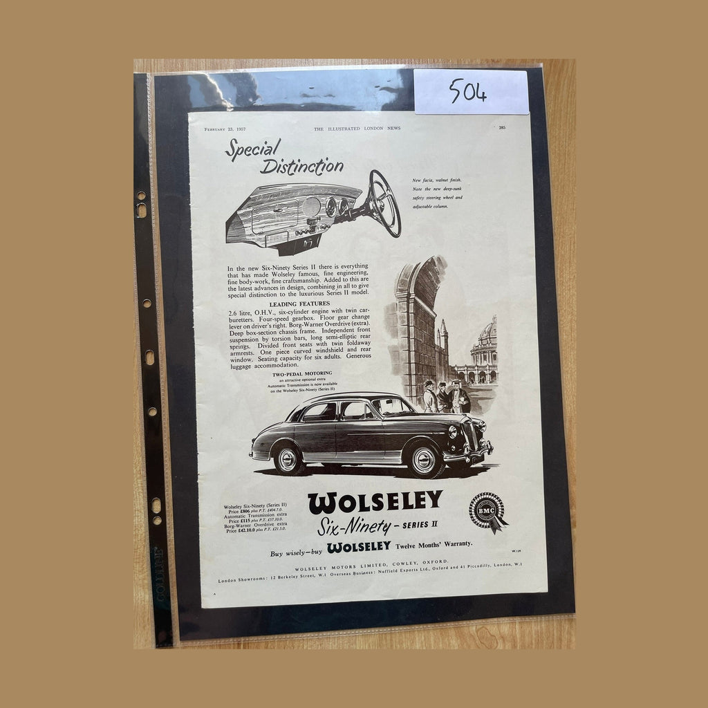 Vintage car ads for Wolseley