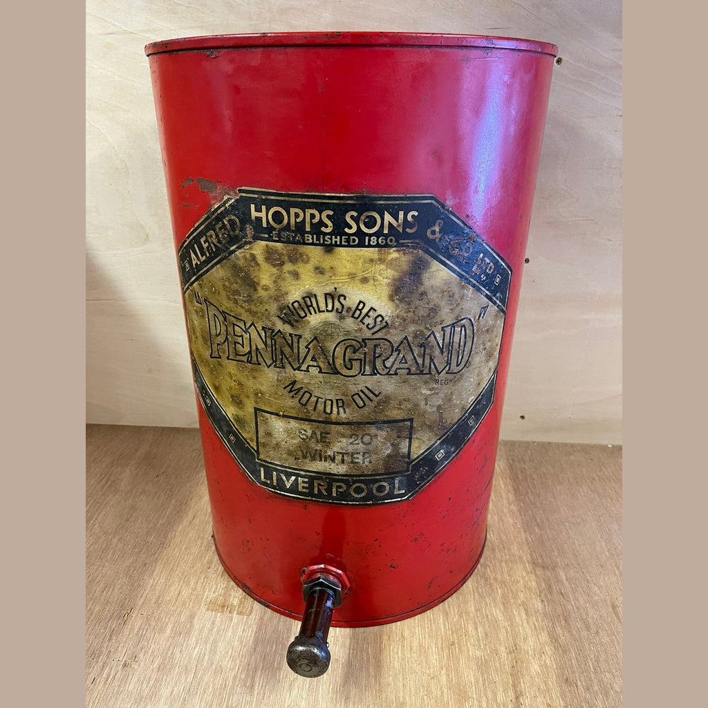 Vintage, Pennegrand motor oil drum for Alfred Hopps, sons and co