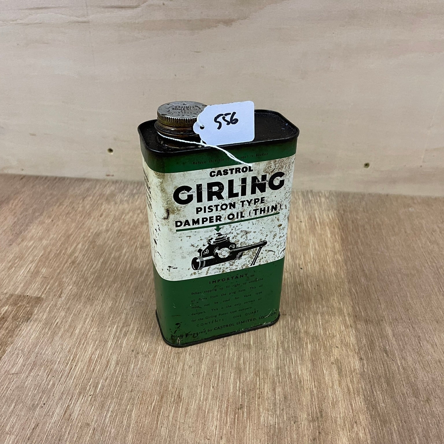 Vintage 1 quart Castrol Girling oil tin can