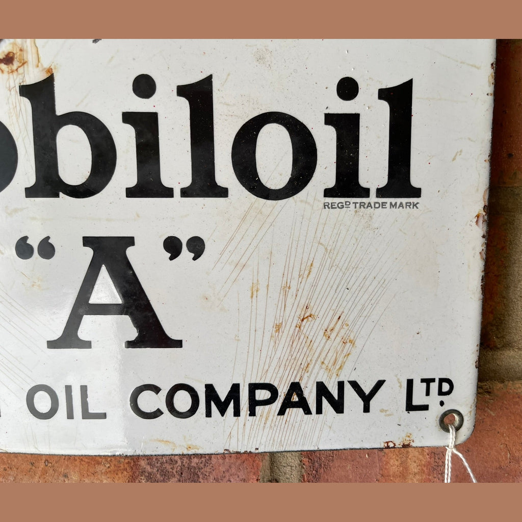 Vintage Enamel sign for Mobil "A" Oil