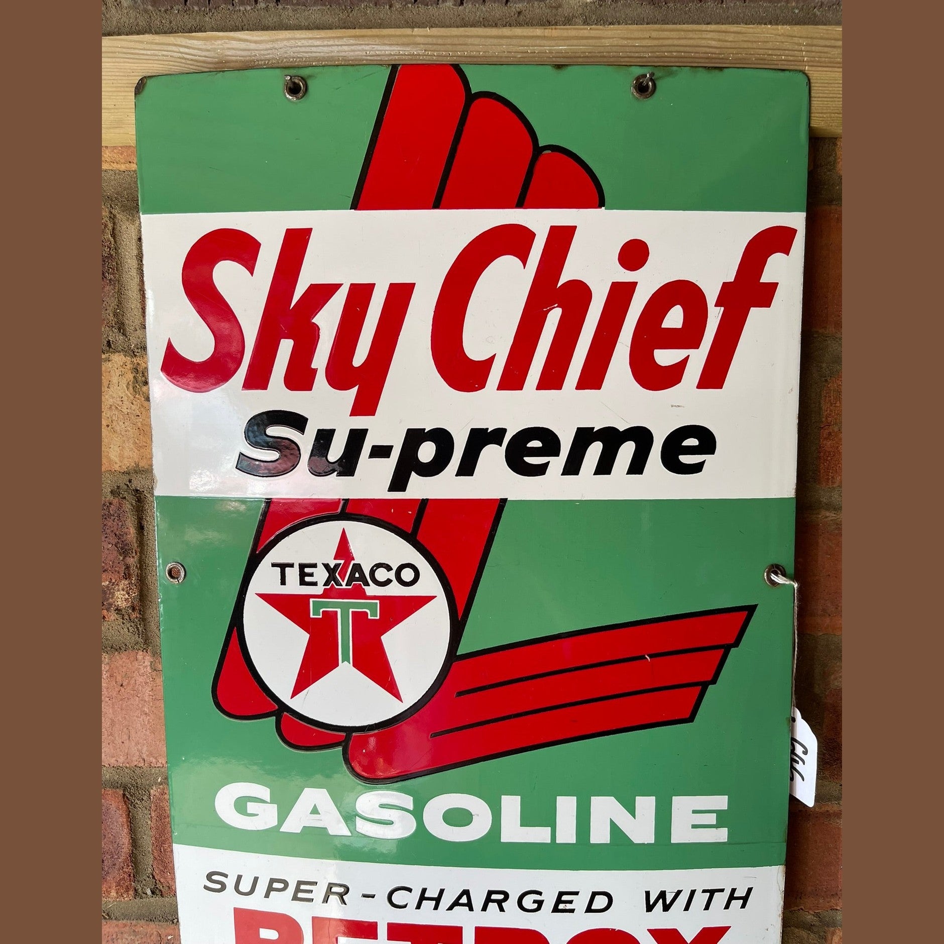 Texaco Sky Chief su-preme Gasoline Petrox sign