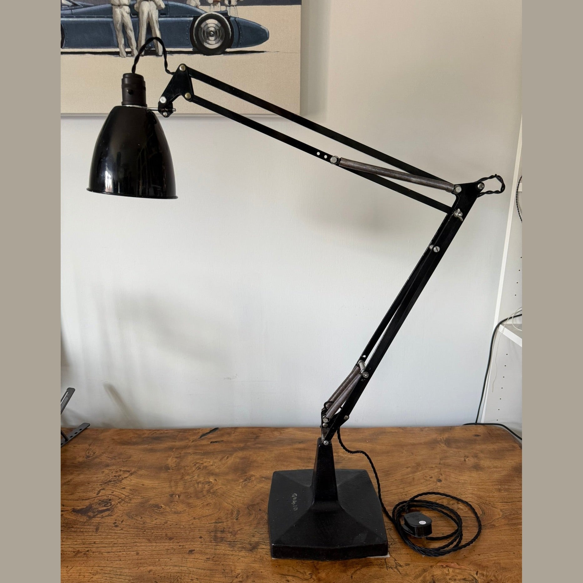 Vintage 1930's Anglepoise 1208 lamp, with prototype long neck base