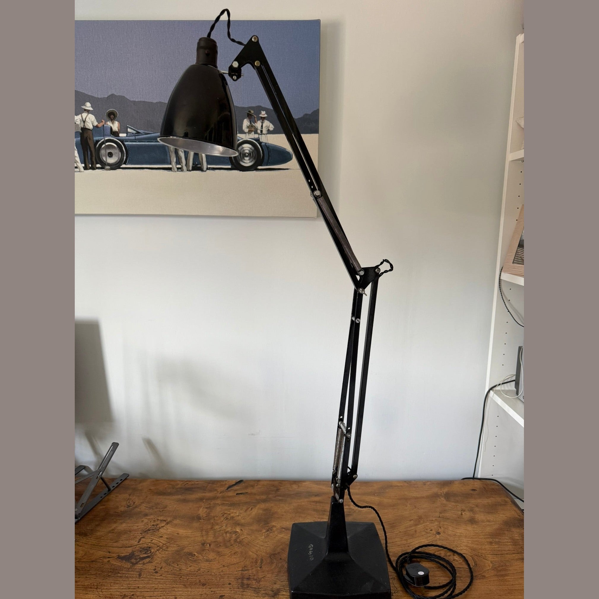 Vintage 1930's Anglepoise 1208 lamp, with prototype long neck base