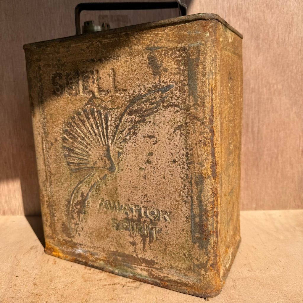 Vintage 1937 Shell Aviation fuel can by Reads of Liverpool