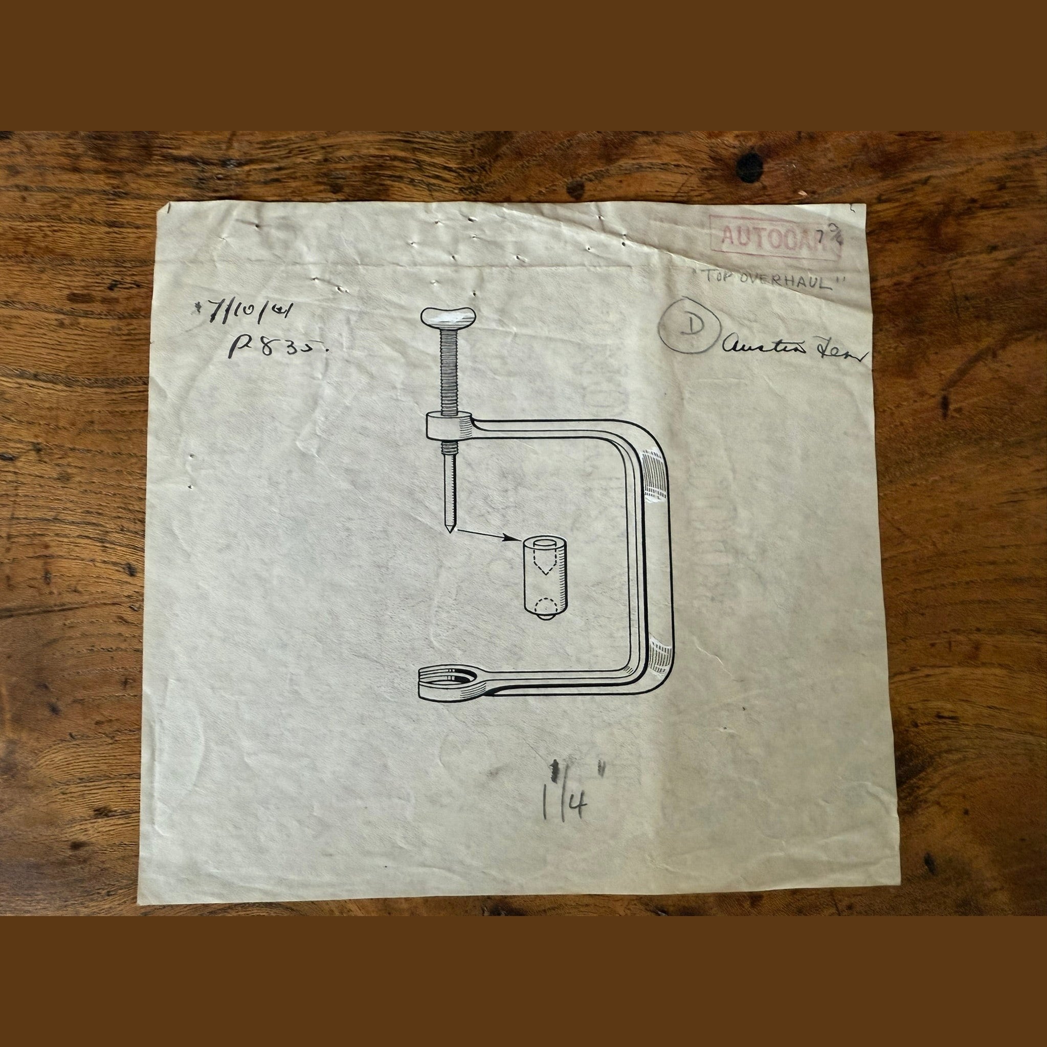 Vintage 1940's Autocar original artwork for Austin A10