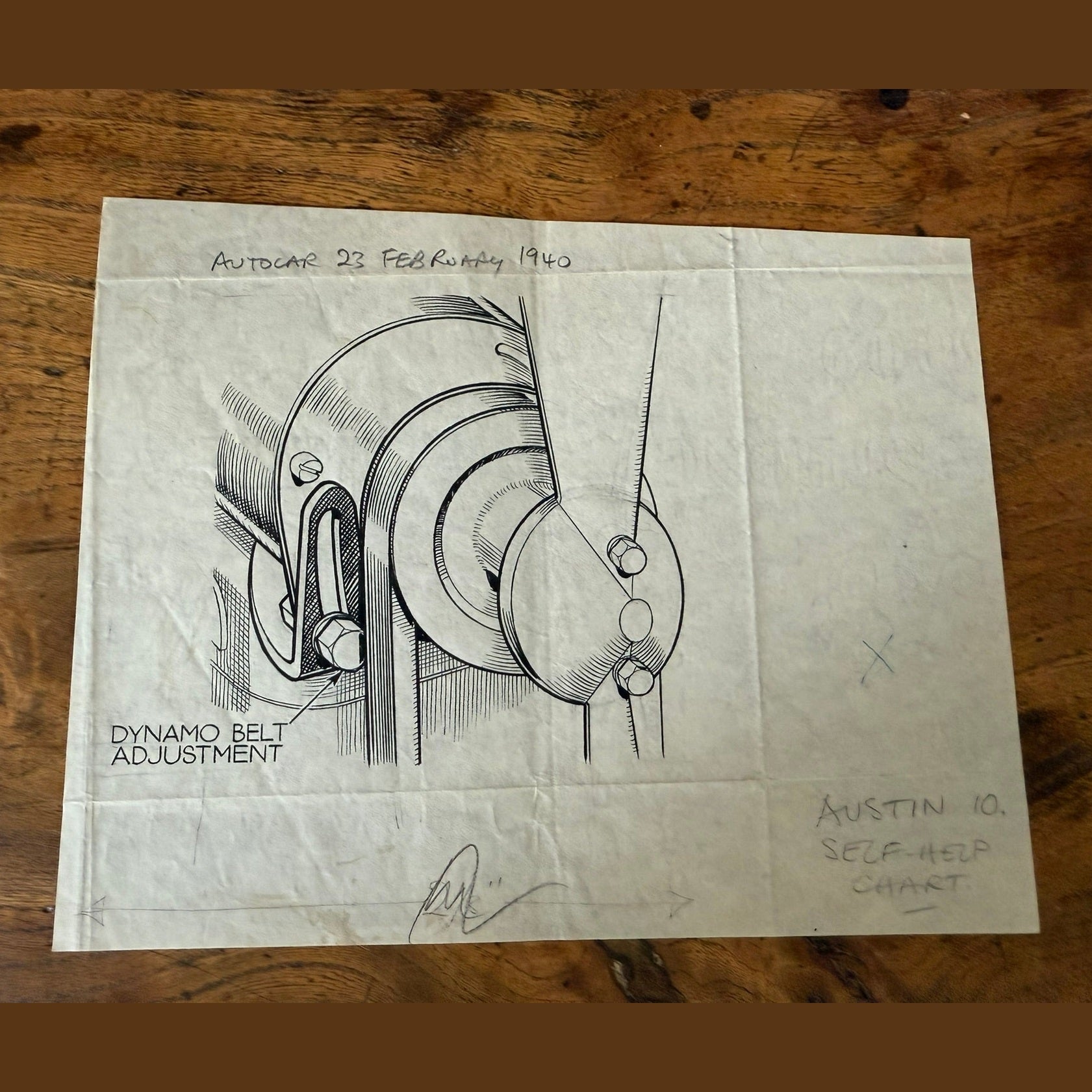 Vintage 1940's Autocar original artwork for Austin A10