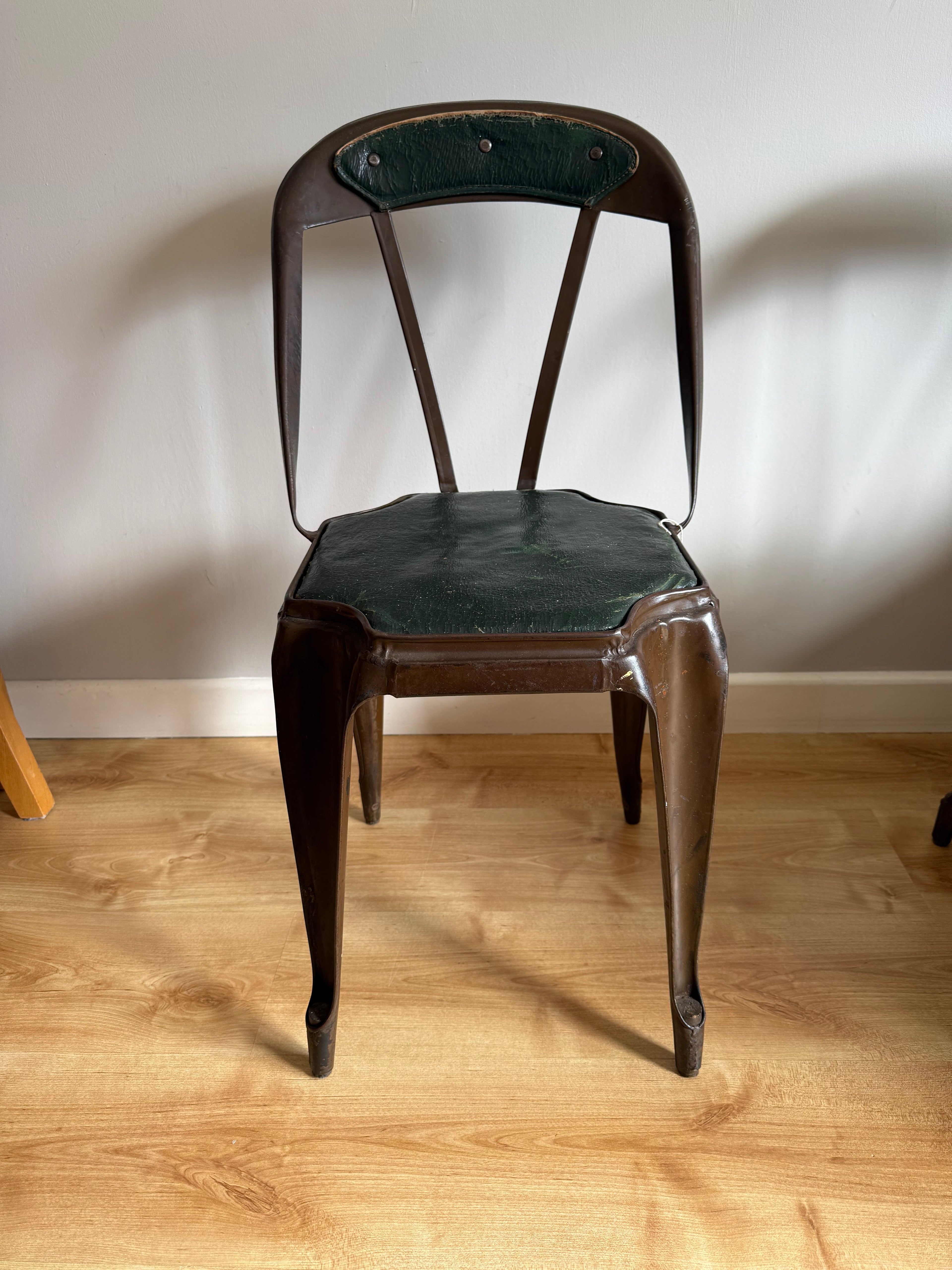 Pair of vintage 1930s Evertaut metal stacking chairs