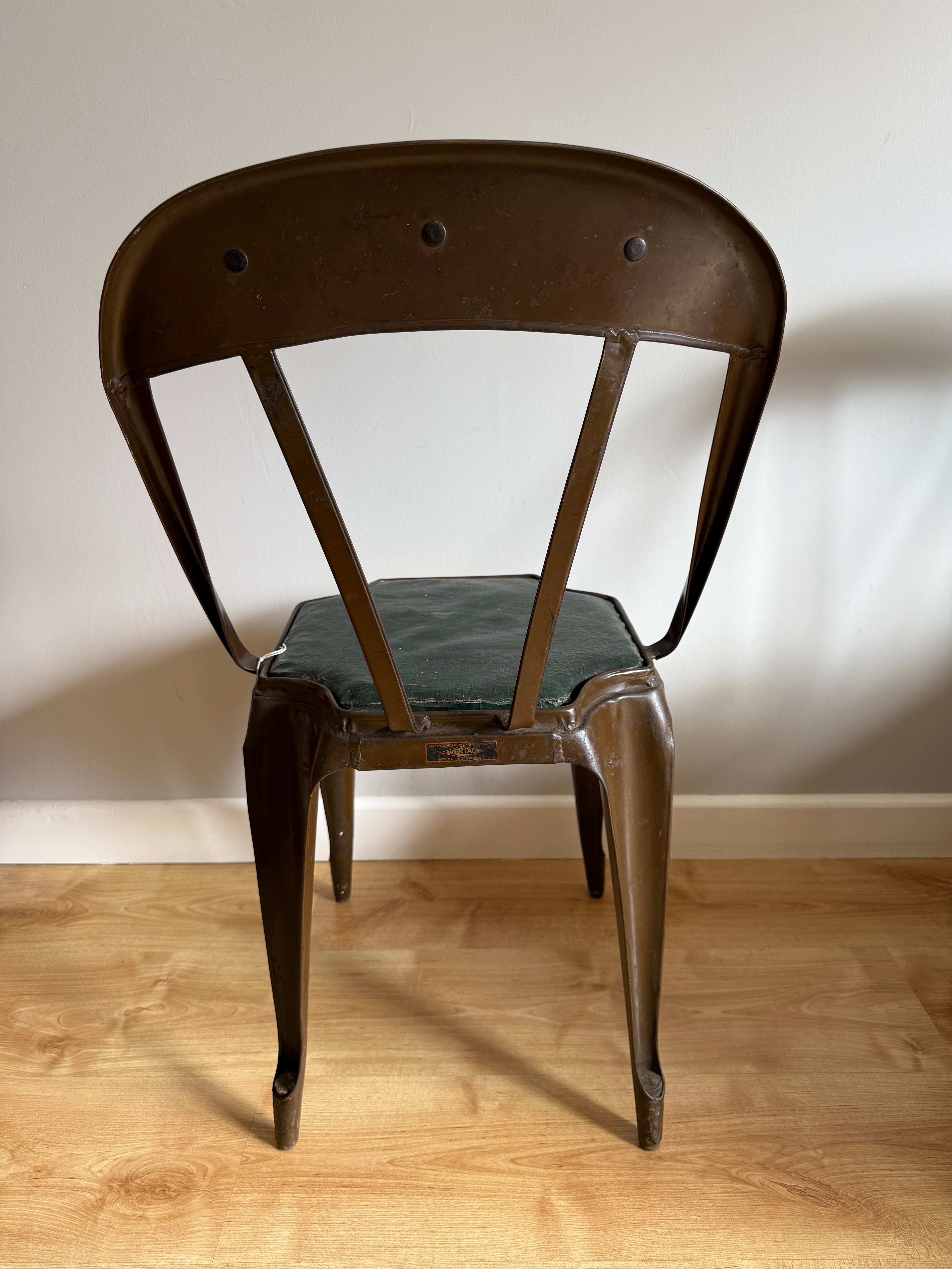 Pair of vintage 1930s Evertaut metal stacking chairs
