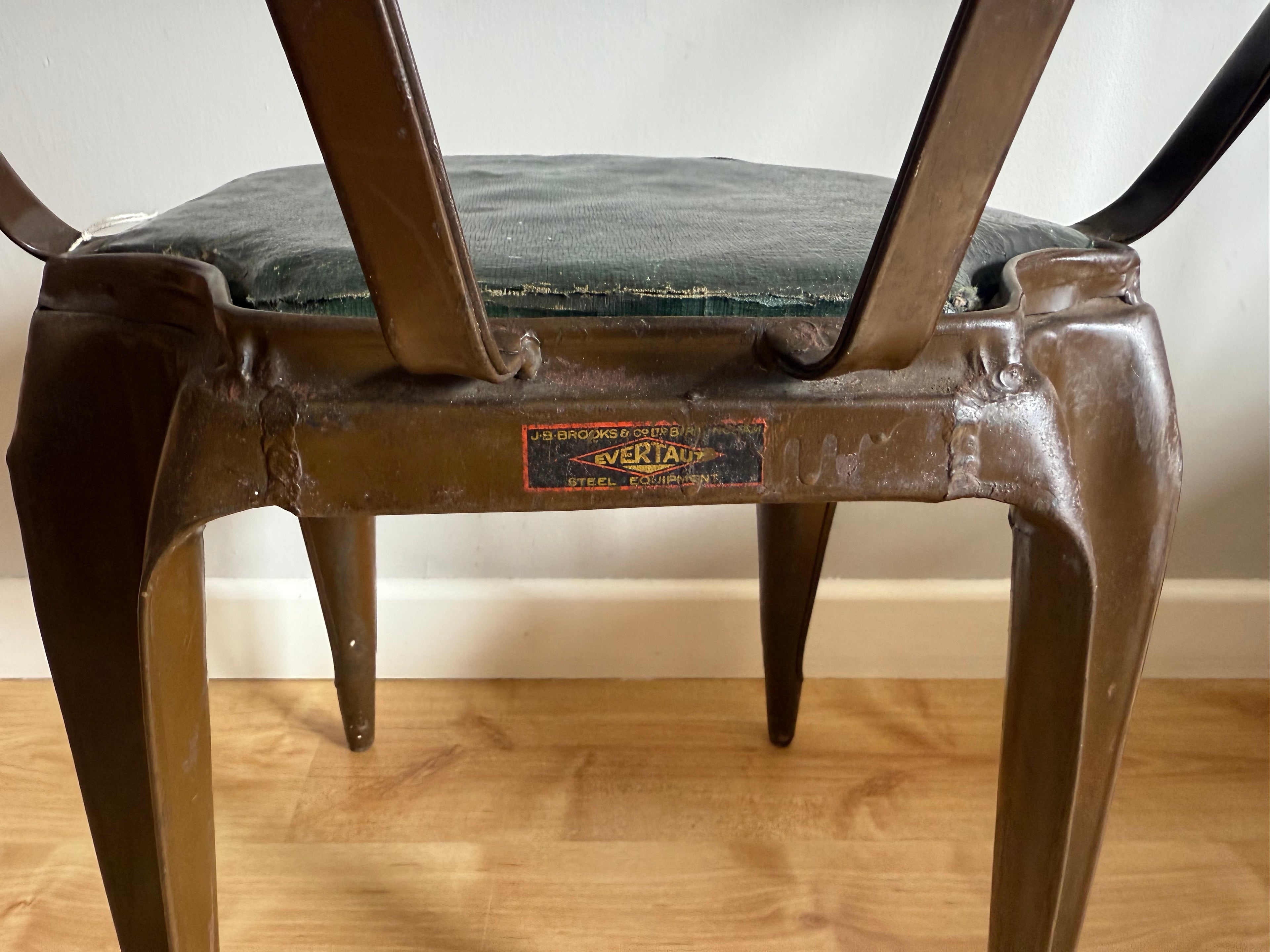 Pair of vintage 1930s Evertaut metal stacking chairs
