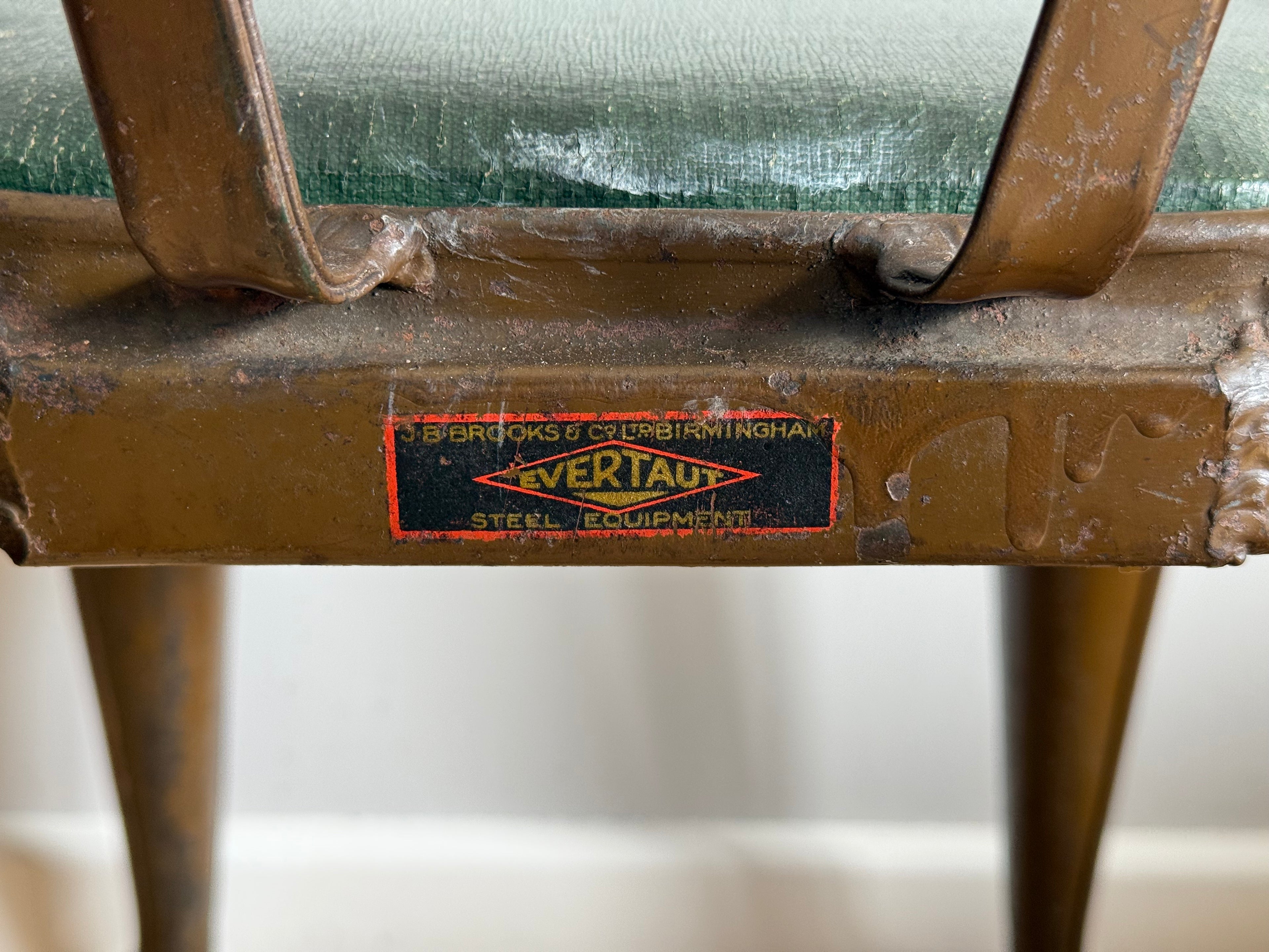 Pair of vintage 1930s Evertaut metal stacking chairs