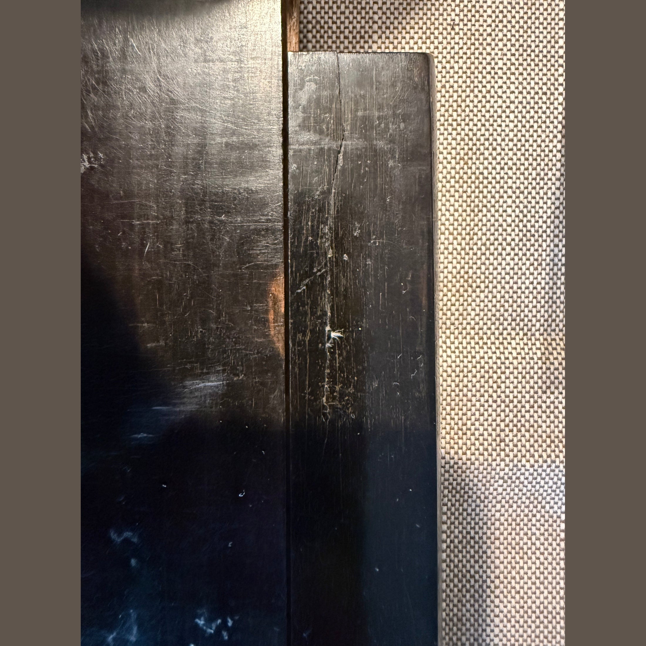 A Victorian brass bound coromandel wood book slides, having pierced brass decoration.