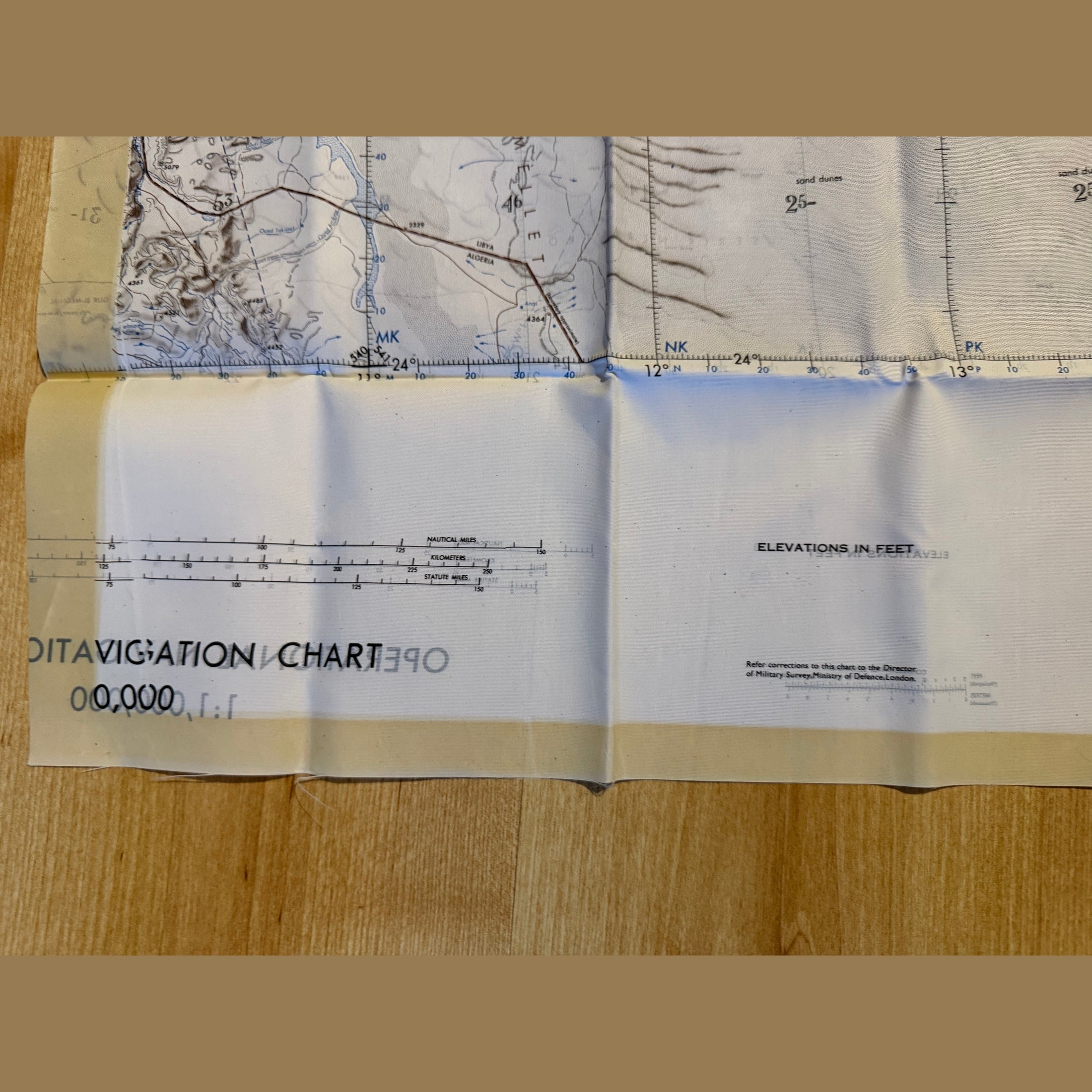 A Royal Air Force / silk escape map covering Libya, Mediterranean Coast, Sirte, Benghazi.