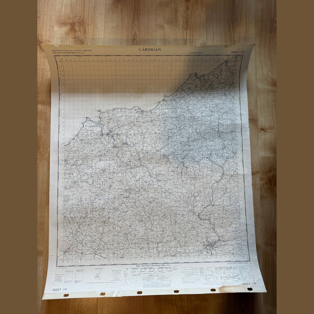 Vintage war office map of Cardigan