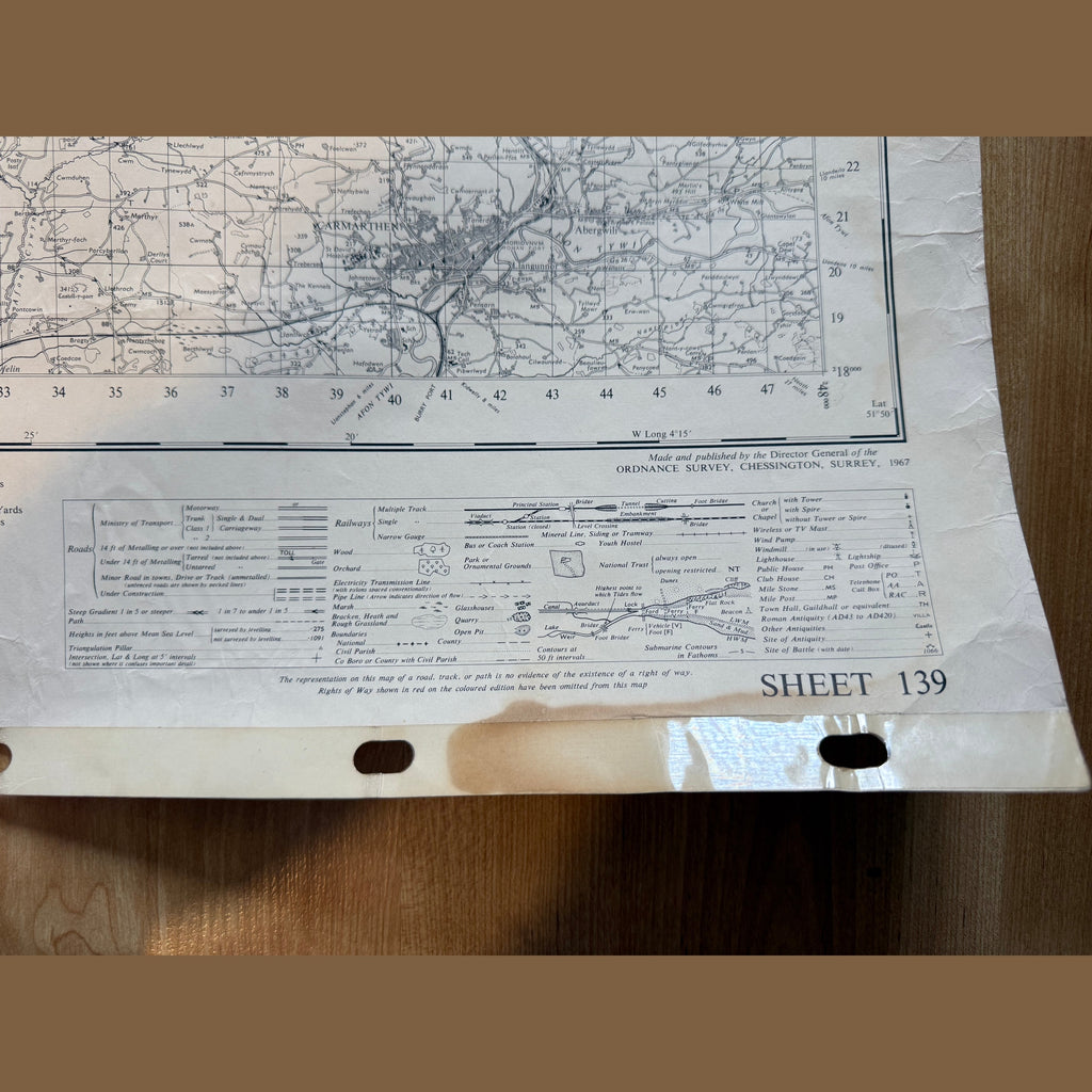 Vintage war office map of Cardigan