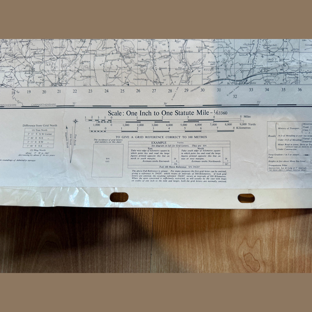 Vintage war office map of Cardigan