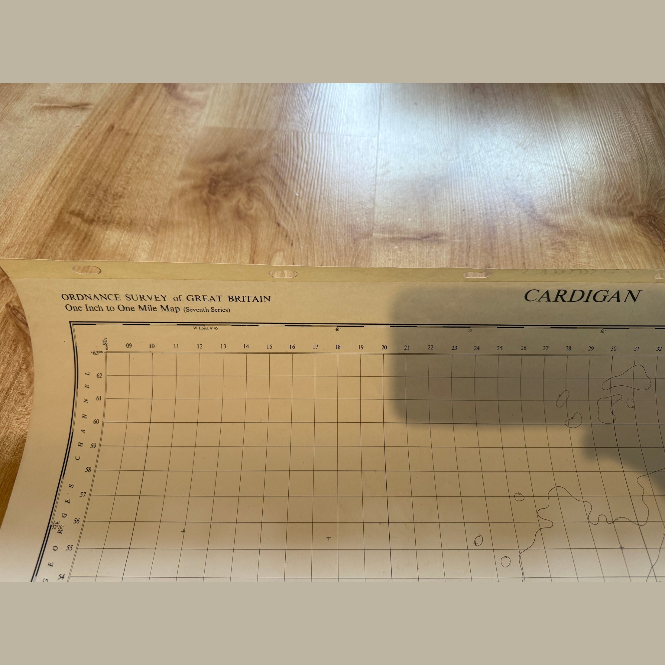 Vintage war office map of Cardigan