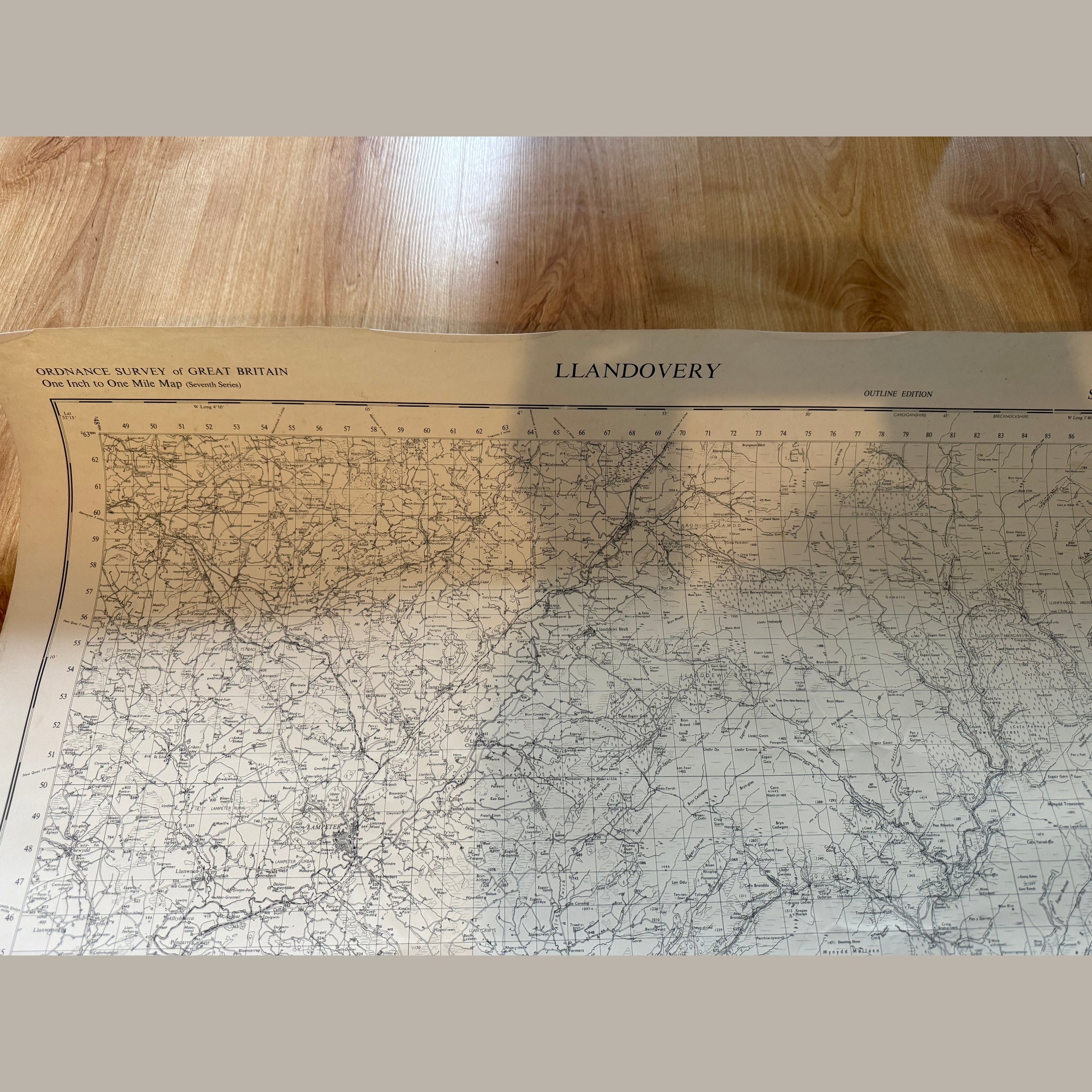 Vintage war office Llandovery map