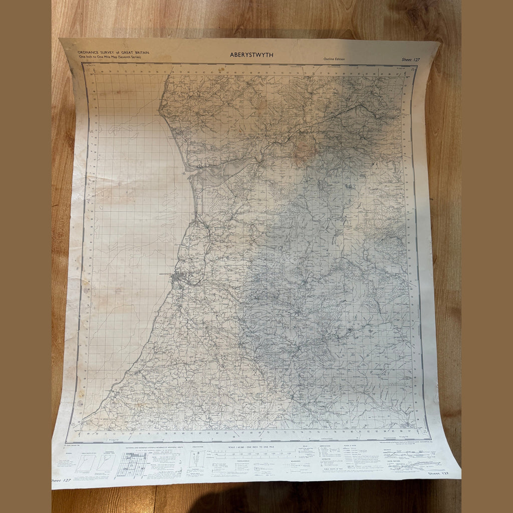 Vintage war office map of Aberystwyth