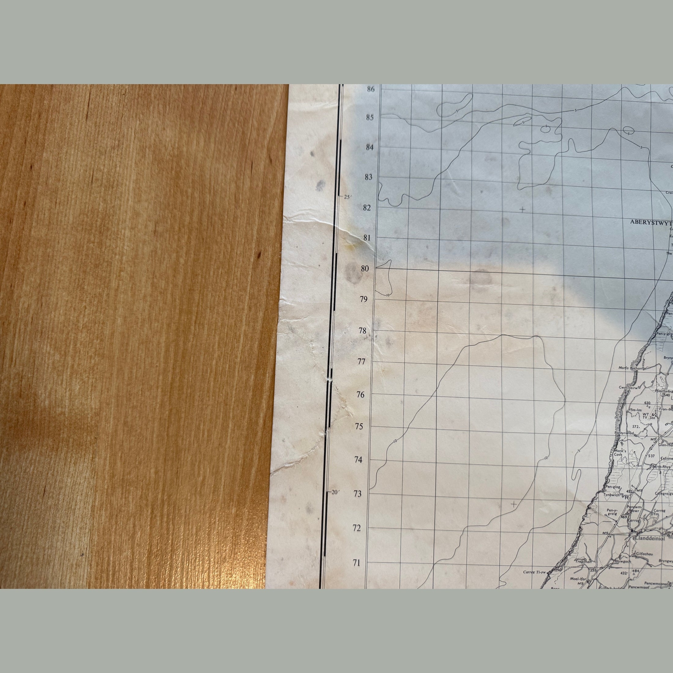 Vintage war office map of Aberystwyth