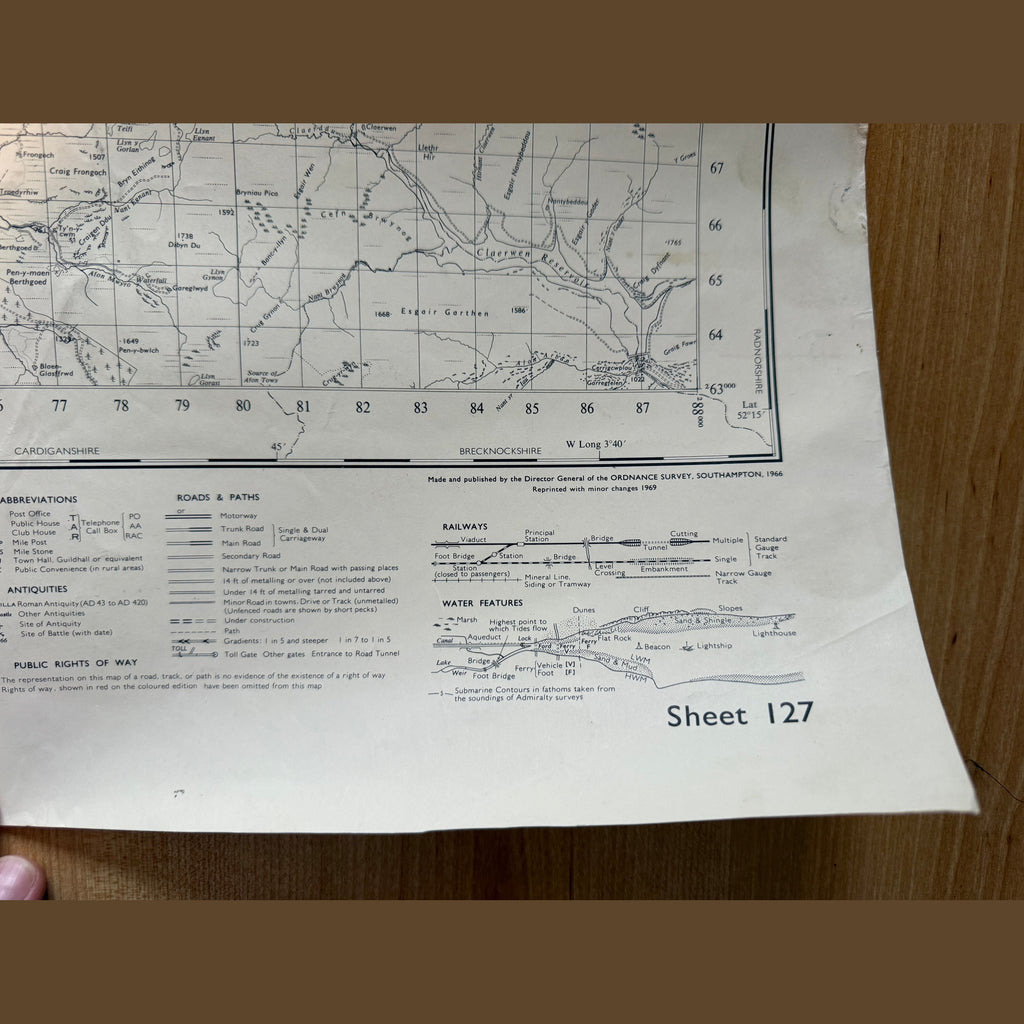 Vintage war office map of Aberystwyth