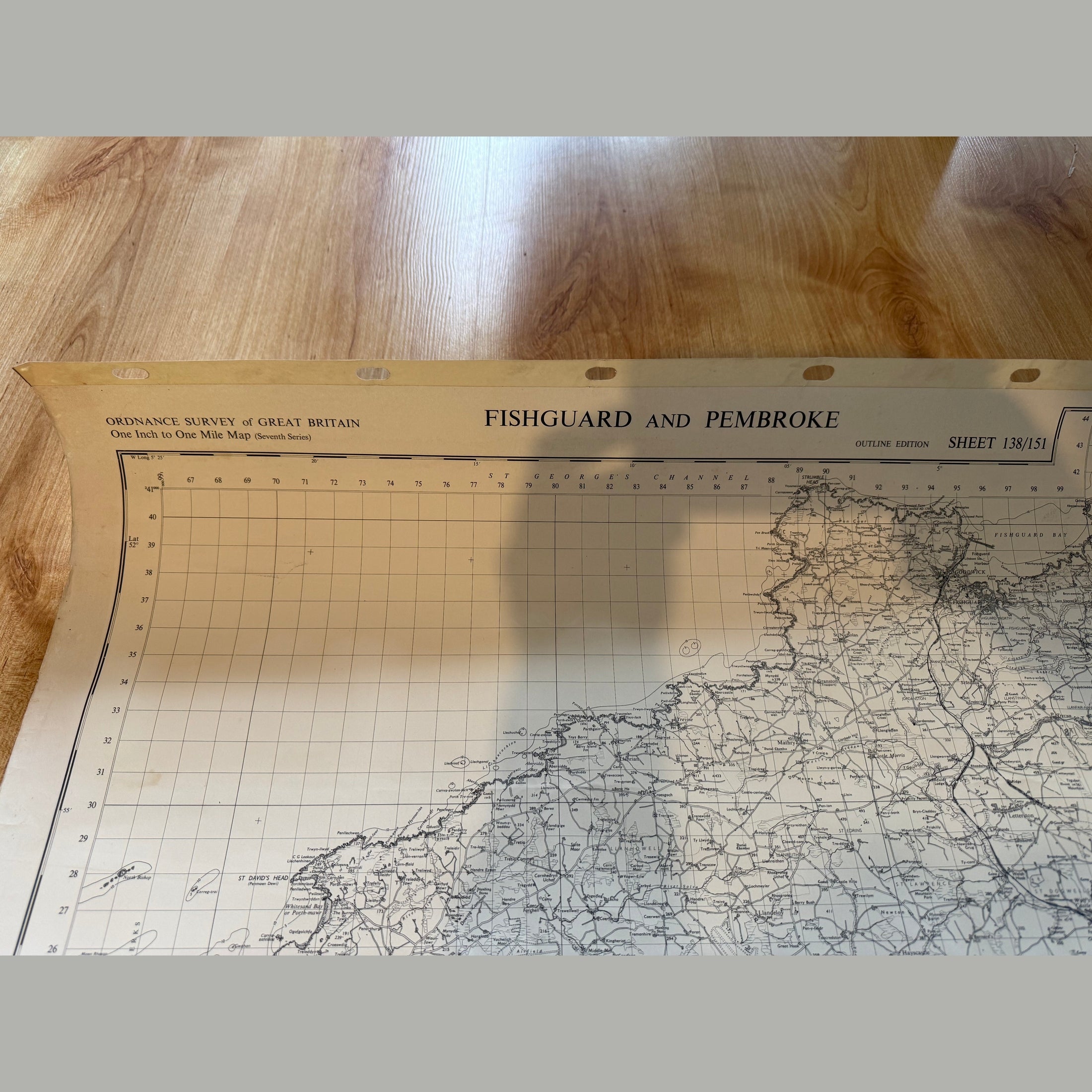 Vintage war office map of Fishguard and Pembroke