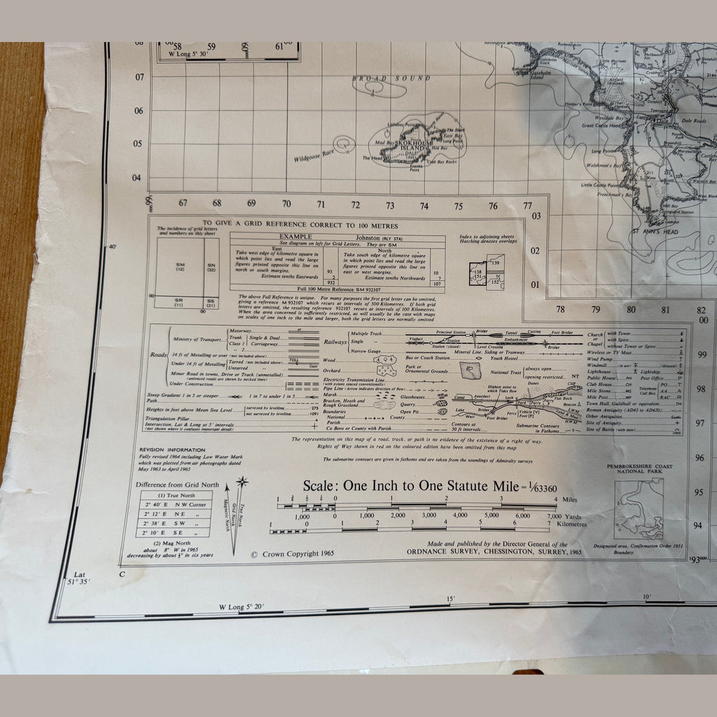 Vintage war office map of Fishguard and Pembroke