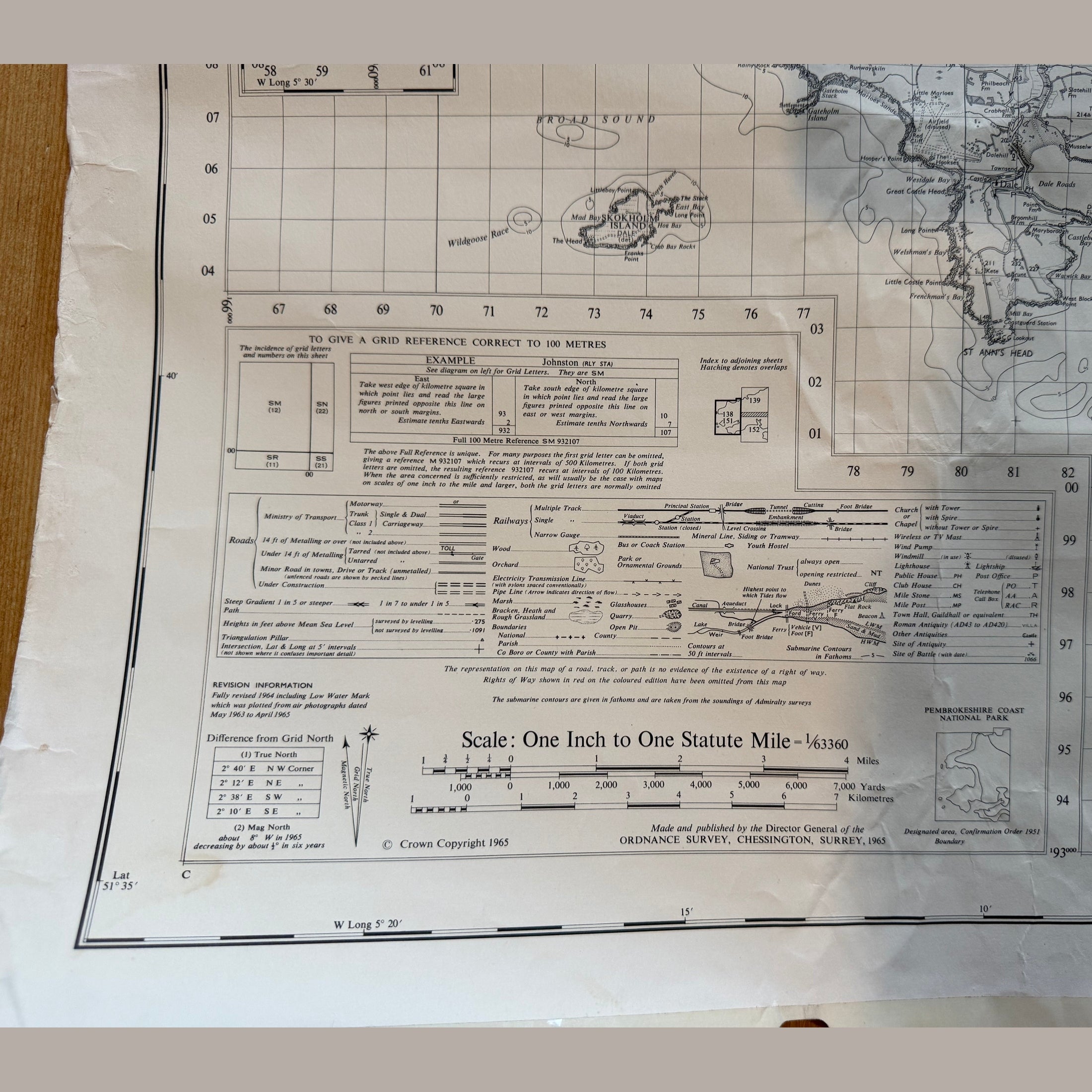 Vintage war office map of Fishguard and Pembroke