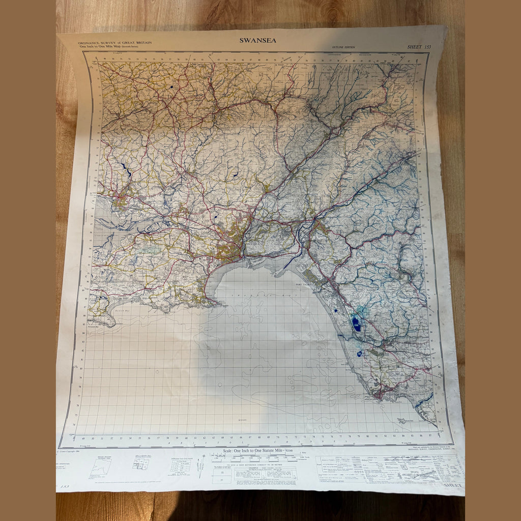 Vintage war office map of Swansea