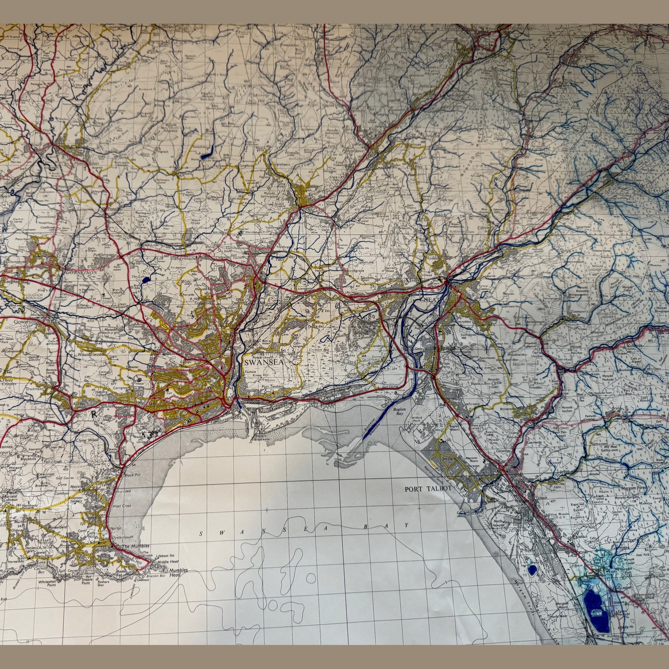 Vintage war office map of Swansea