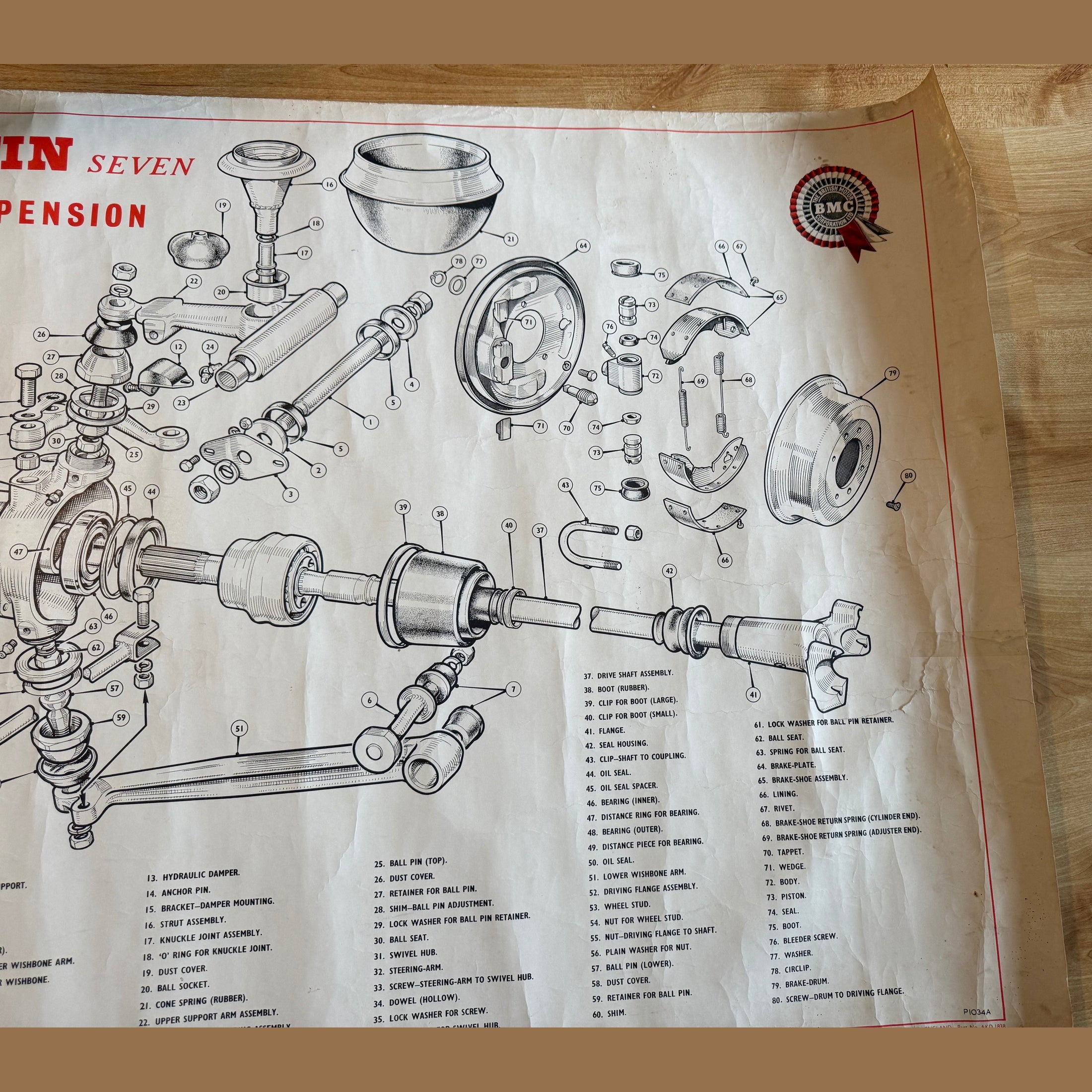Vintage Austin Seven front suspension poster