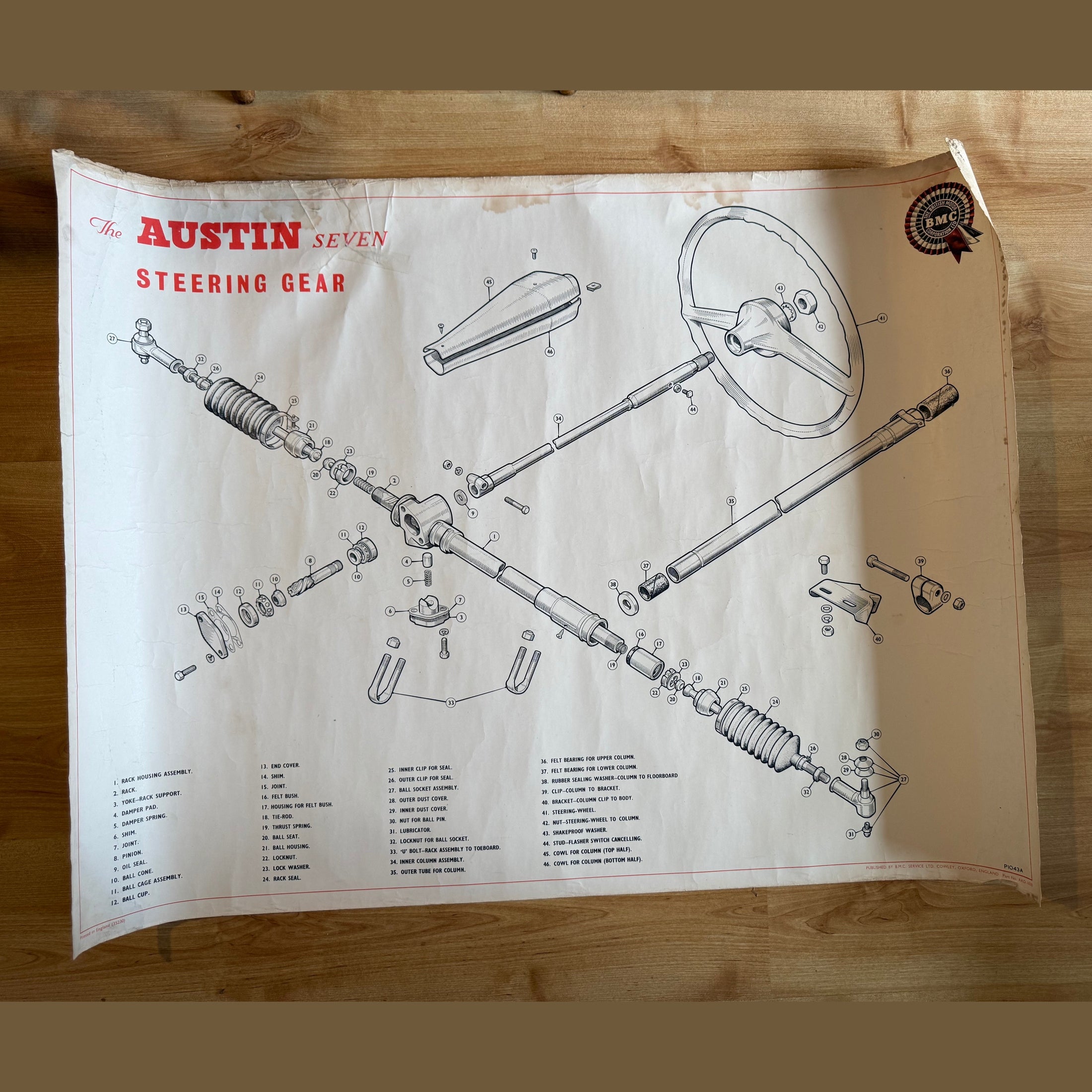 Vintage Austin Seven Steering assembly poster