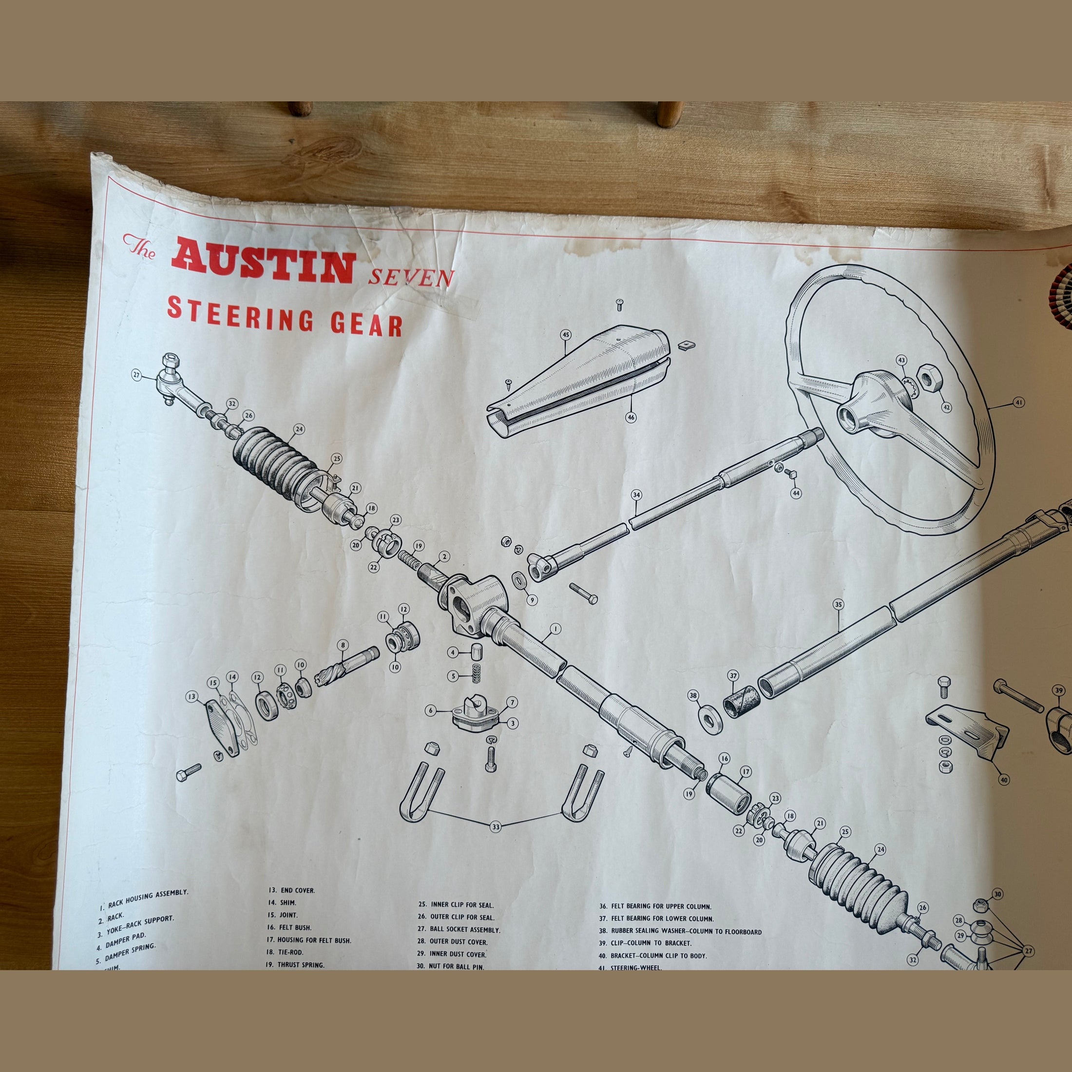 Vintage Austin Seven Steering assembly poster