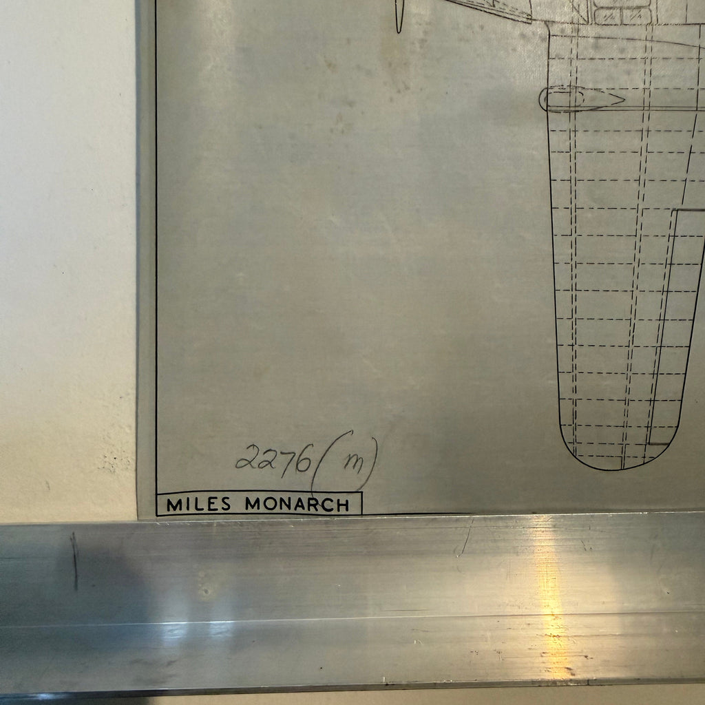 Vintage to scale technical drawing, ink on linen of WW1 a Miles M17 Monarch