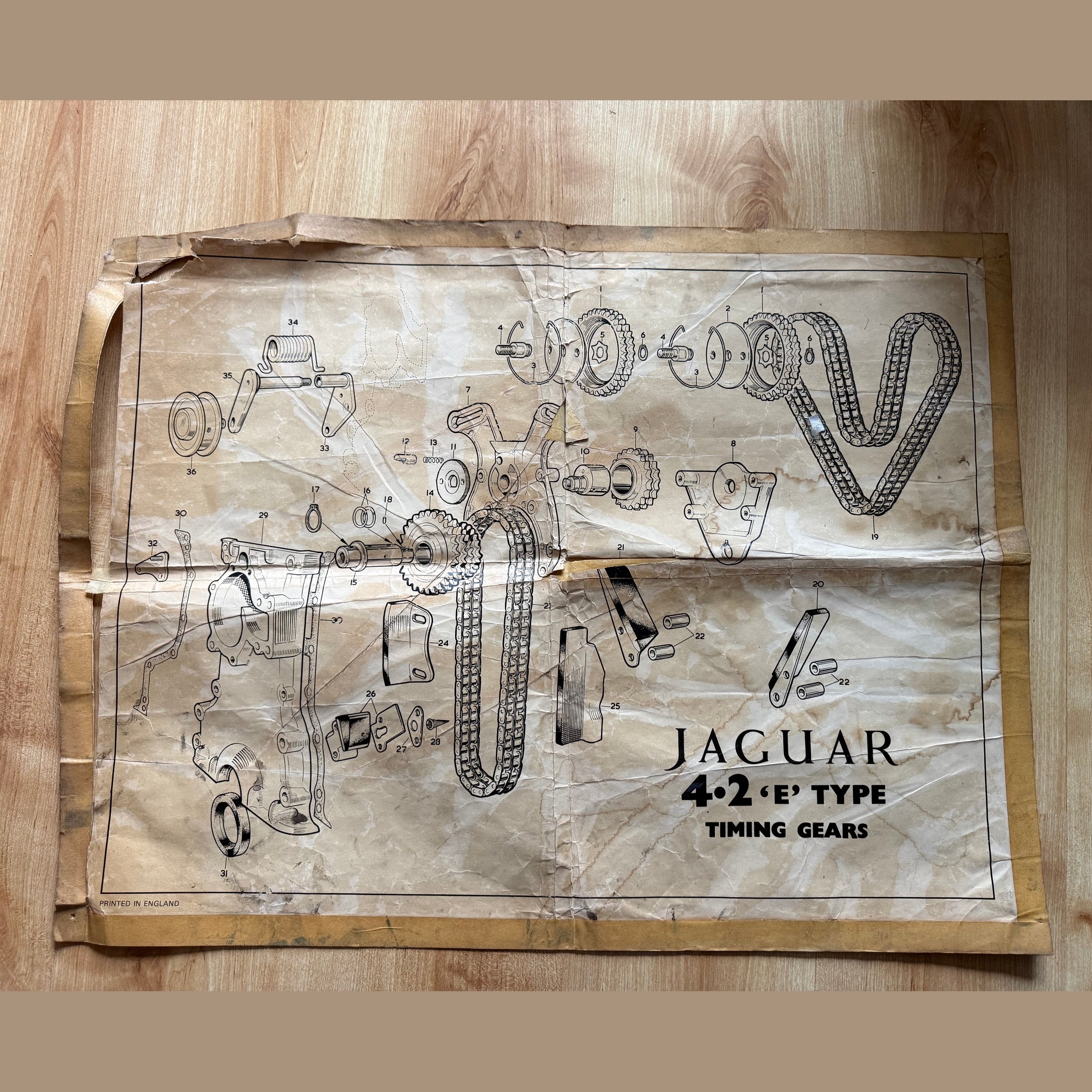 Vintage automobilia. 4 x Jaguar isometric workshop posters