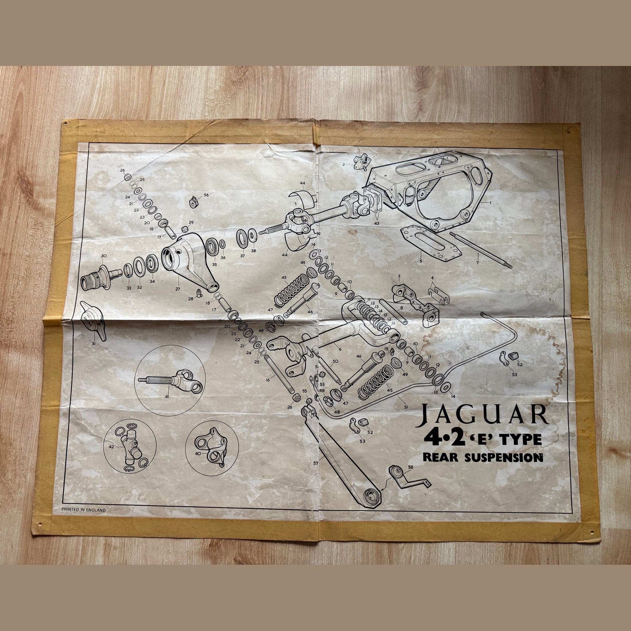 Vintage automobilia. 4 x Jaguar isometric workshop posters