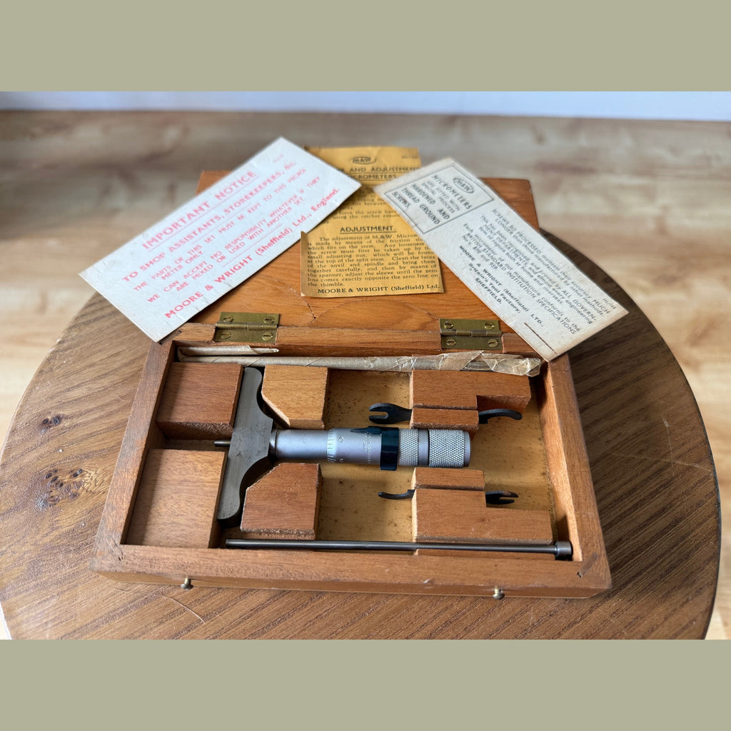 Vintage Moore and Wright depth micrometer.