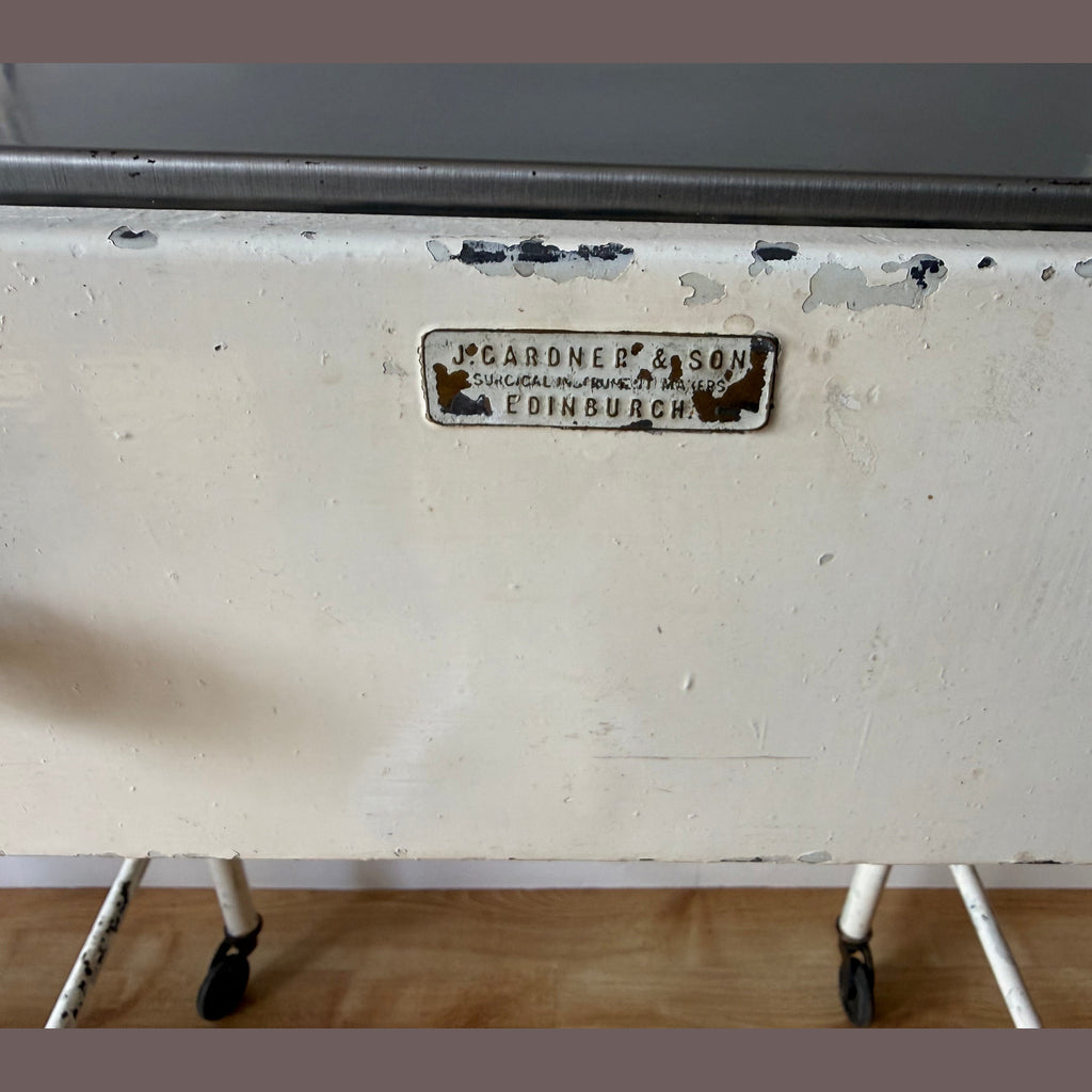 Vintage Industrial medical trolley/drinks cabinet. Made by J. Gardner and Son