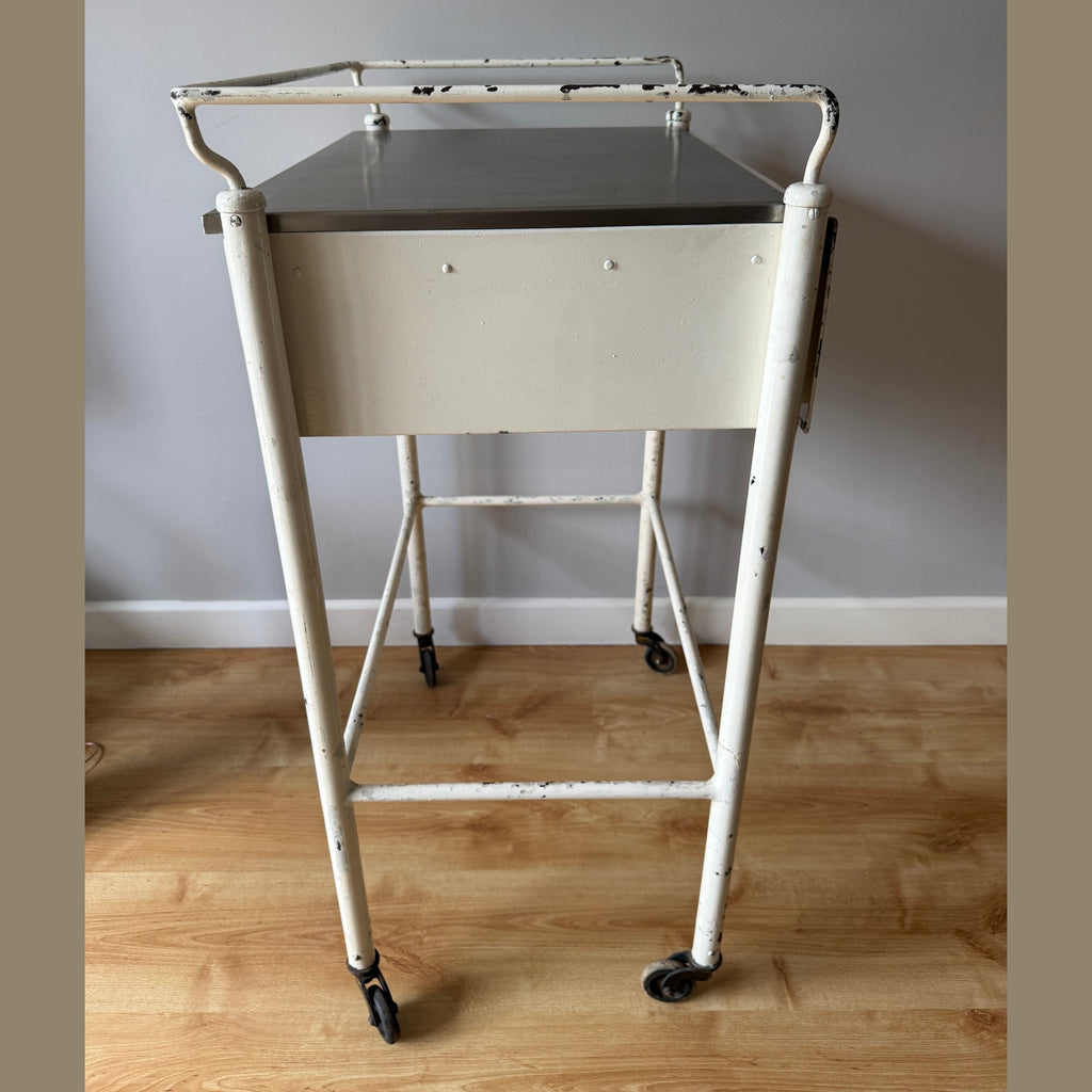 Vintage Industrial medical trolley/drinks cabinet. Made by J. Gardner and Son