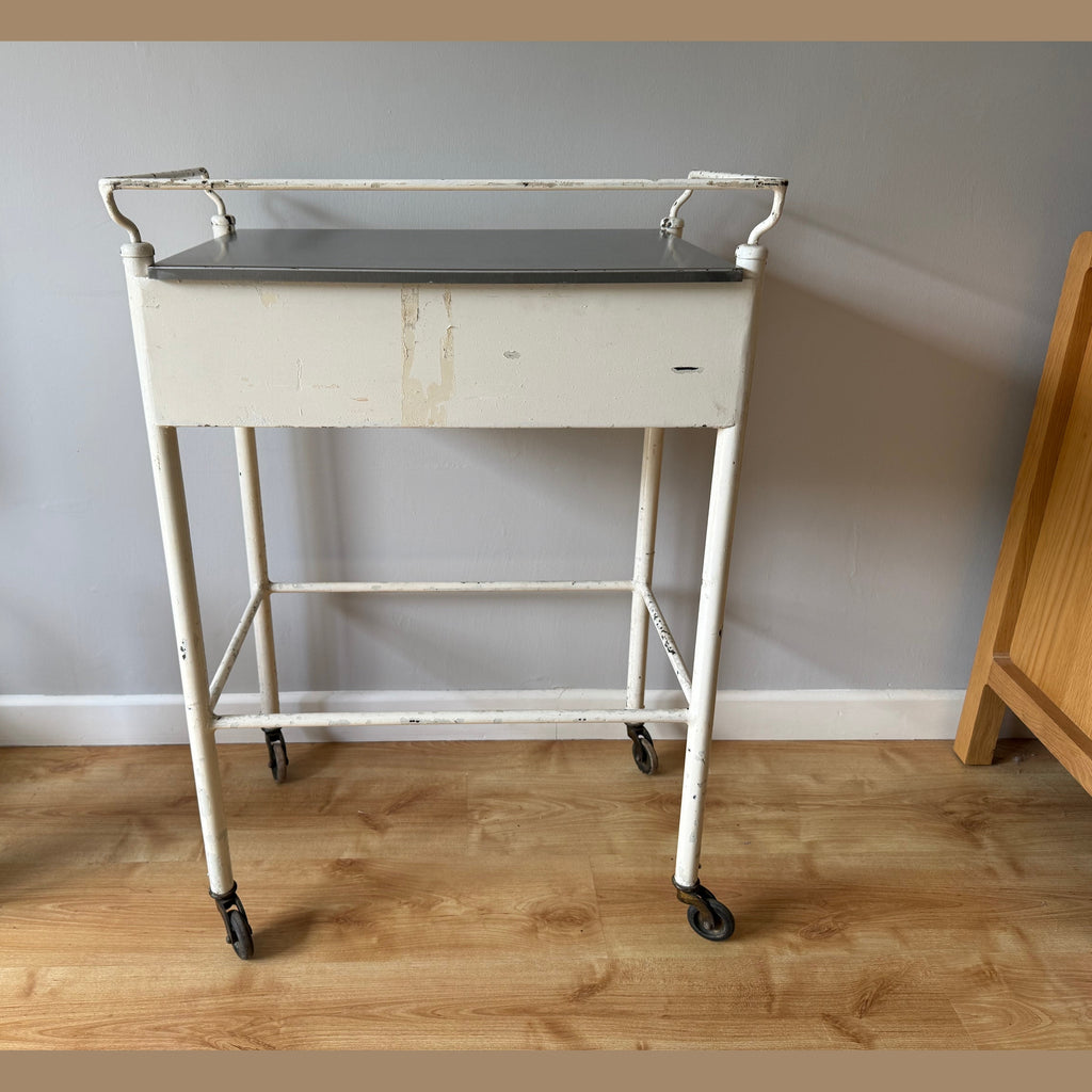 Vintage Industrial medical trolley/drinks cabinet. Made by J. Gardner and Son