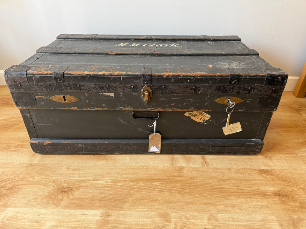 Vintage Marshalls wooden travel trunk