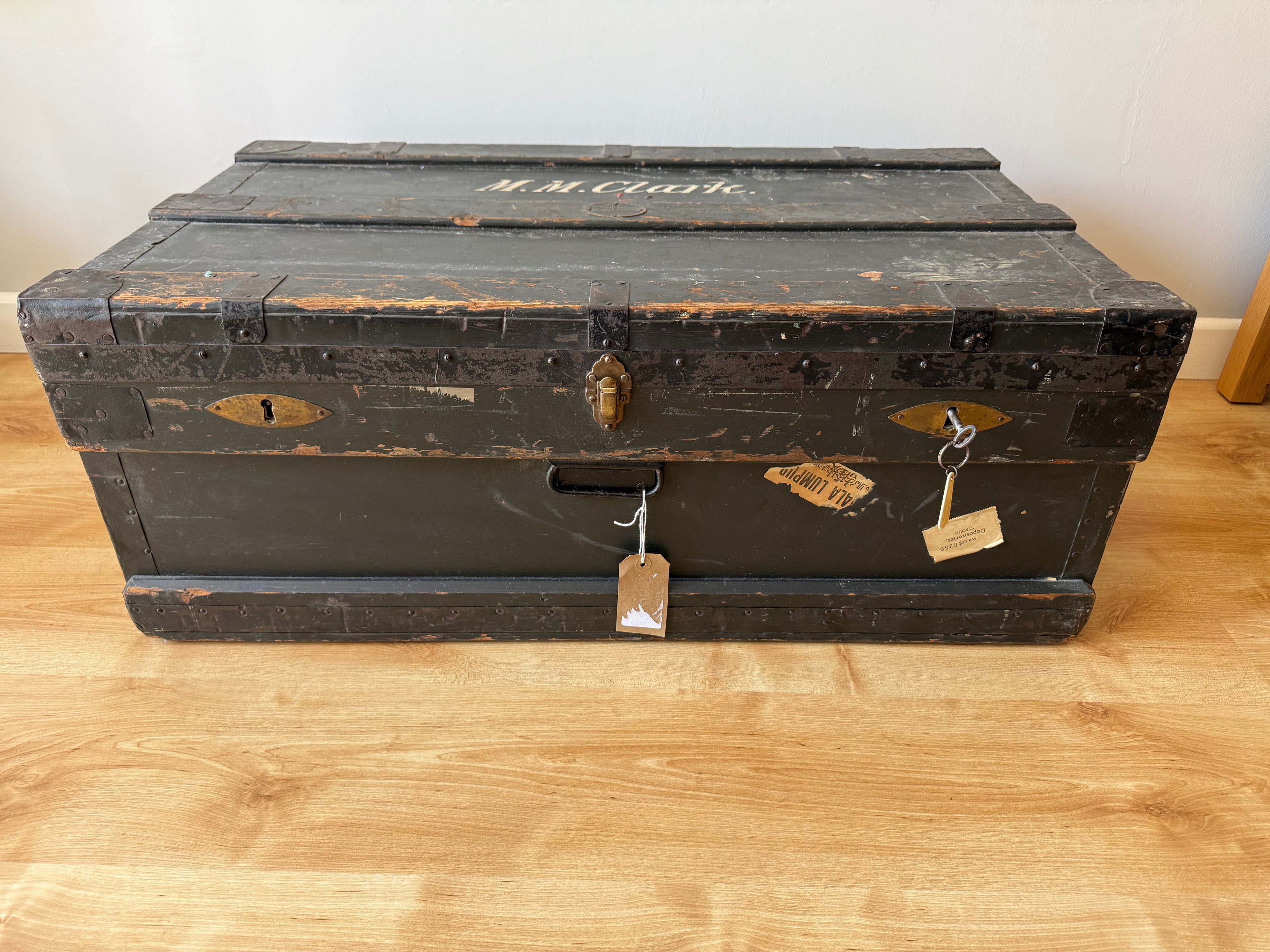 Vintage Marshalls wooden travel trunk